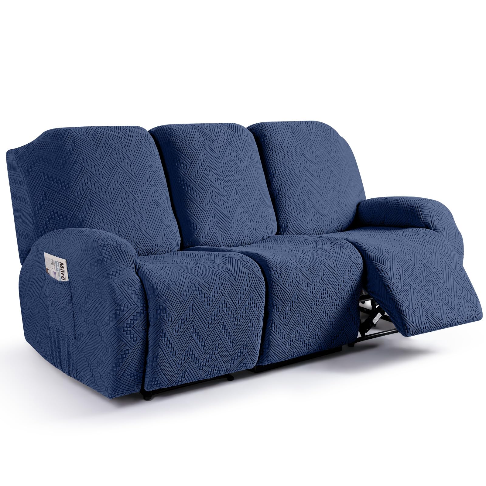 Ruaozz Recliner Couch Covers, Soft Stretch Sofa Slipcover, Dark Blue