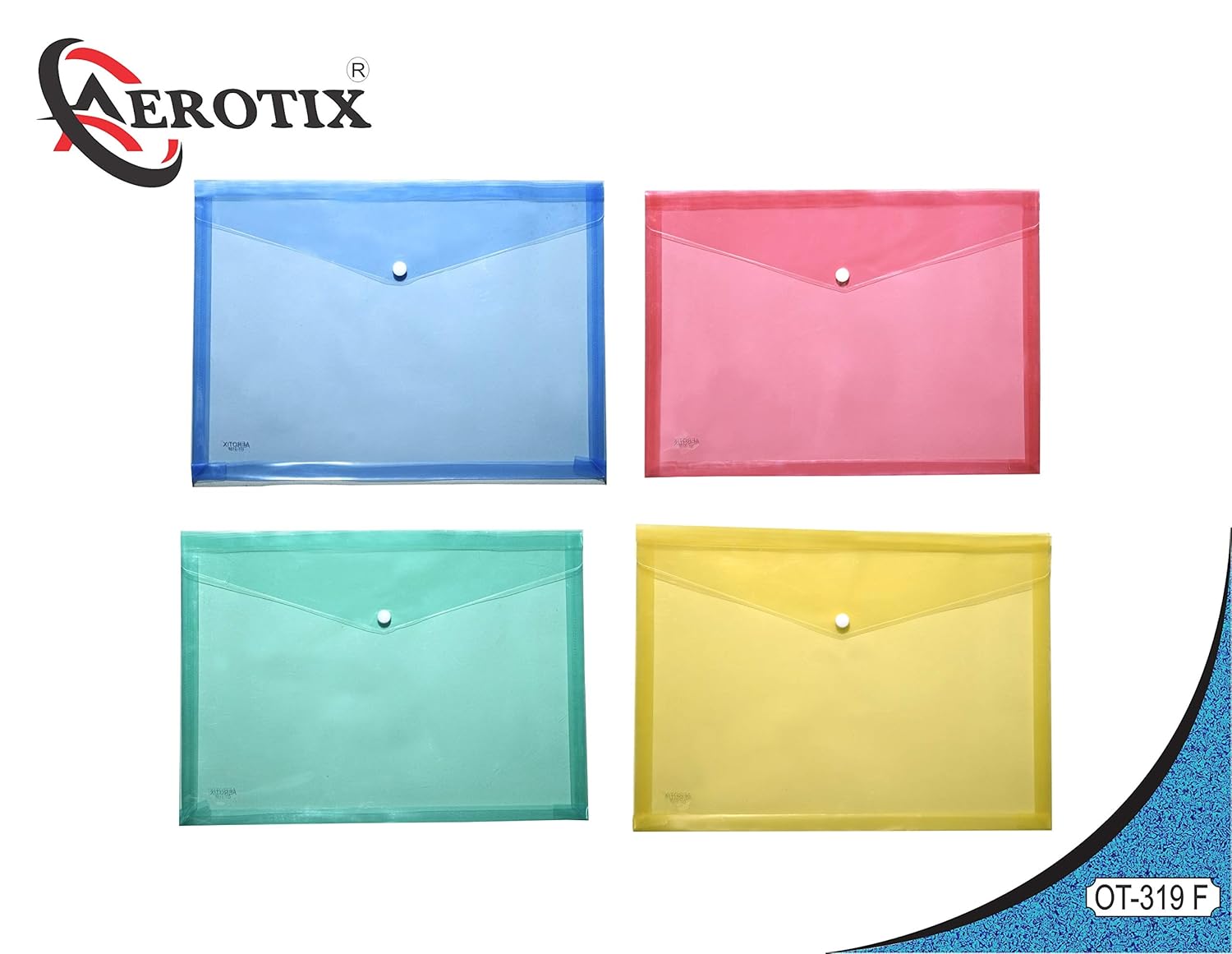 Aerotix My Clear Bag Folder Plain Multi Color Full Size (Pack of 10 Pcs