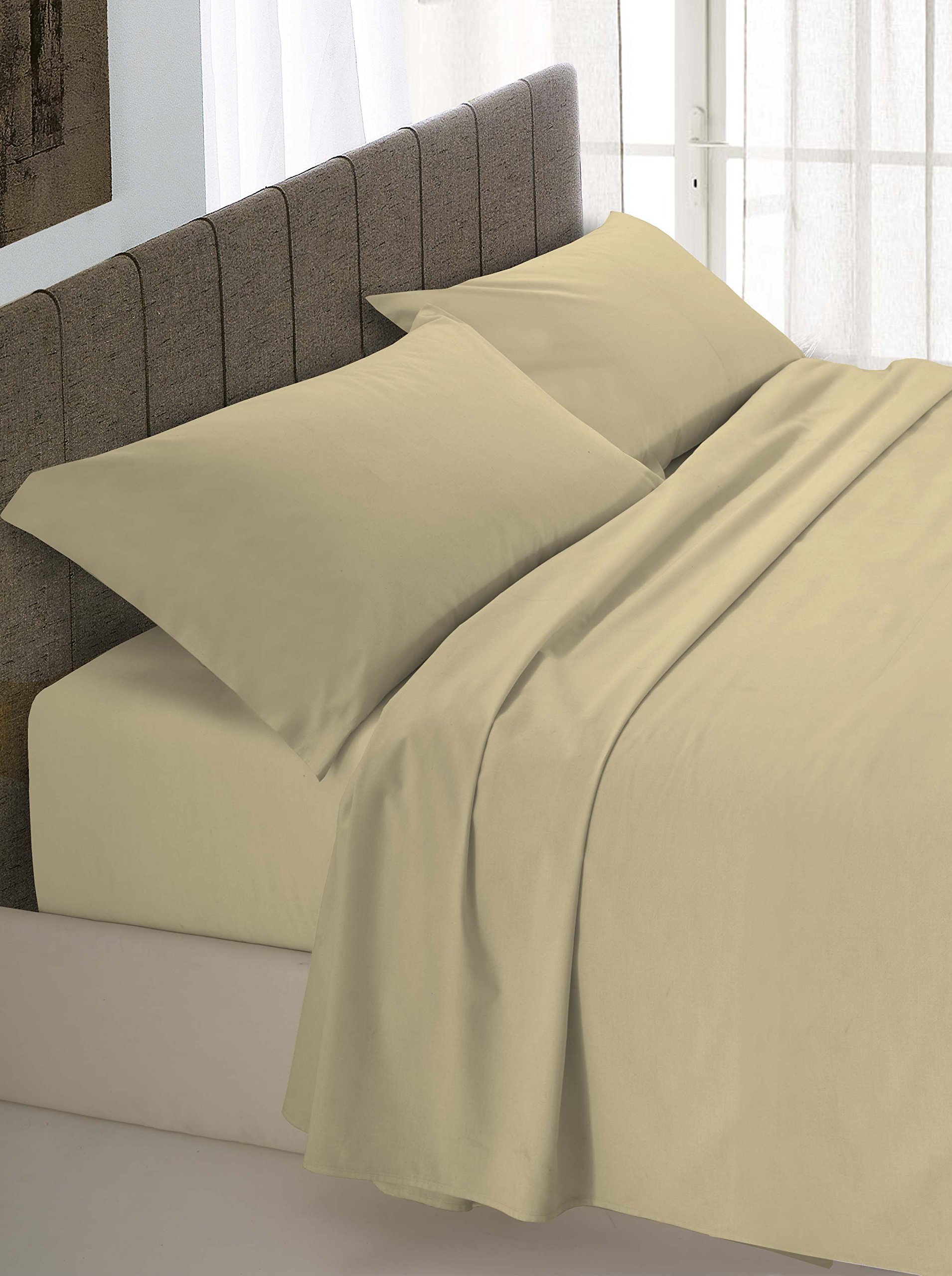 Drap-Housse Coton Gris Tourterelle Double Italian Bed Linen ST-MX-tortora-2P