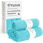 Yiclick Exfoliating Washcloth Towel, Japanese Exfoliating Bath Wash Cloth for Body Exfoliation, Korean Back Scrubber Washer for Shower, African Net Sponge Brush Loofah Exfoliator (Blue)