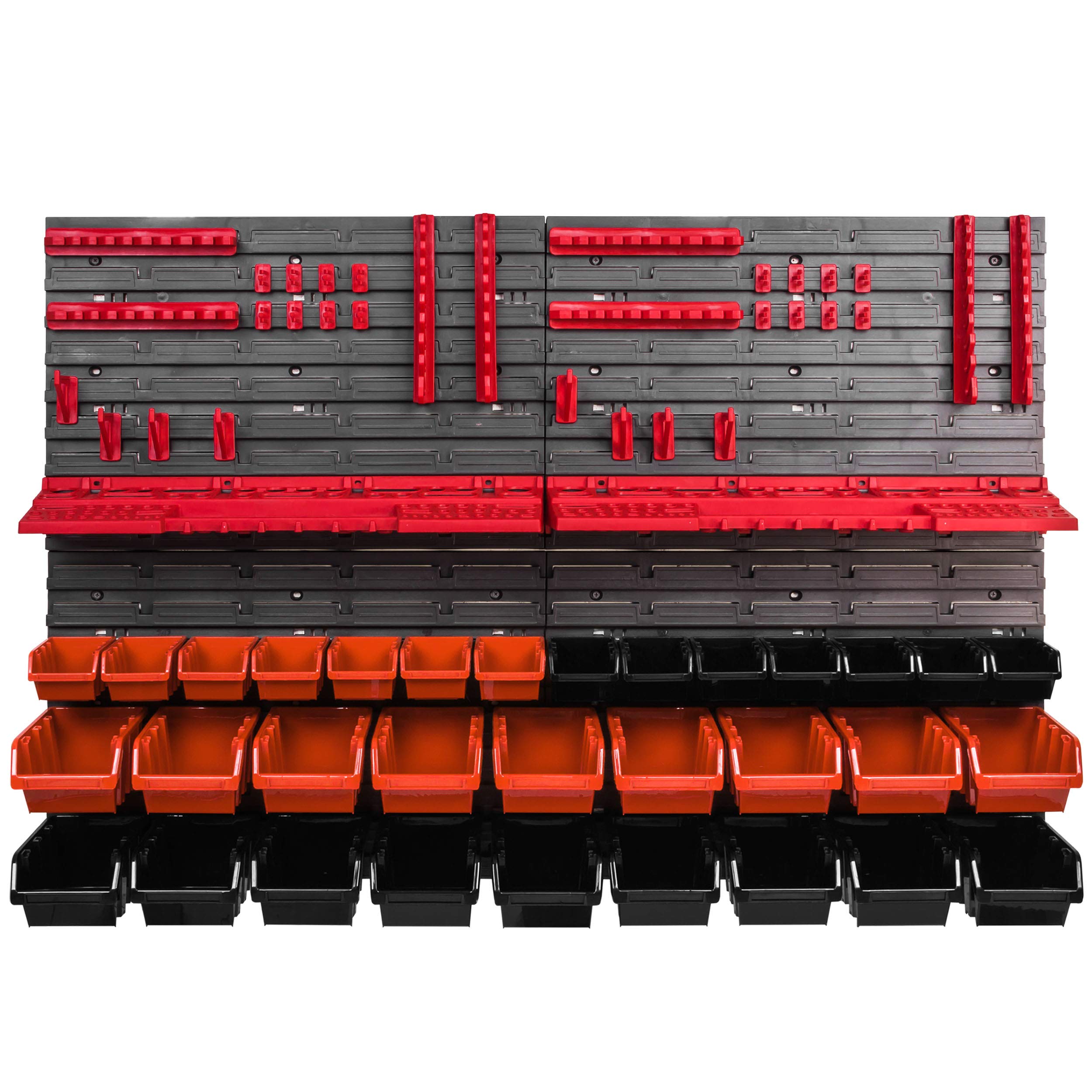 System magazynowy regał ścienny 1152 x 780 mm, uchwyty narzędziowe, 32 szt. pudełek do układania w stos pojemniki do przechowywania pojemników, bardzo mocne płyty ścienne, regał rozszerzalny, regał warsztatowy, regał magazynowy, regał warsztatowy regał śc