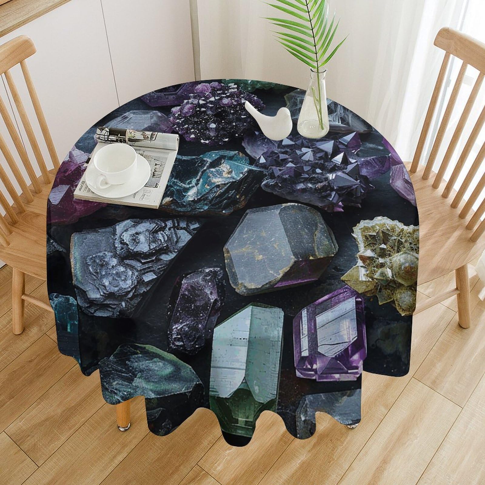 Nappe ronde résistante à l'huile lavable en machine pour une table sans taches