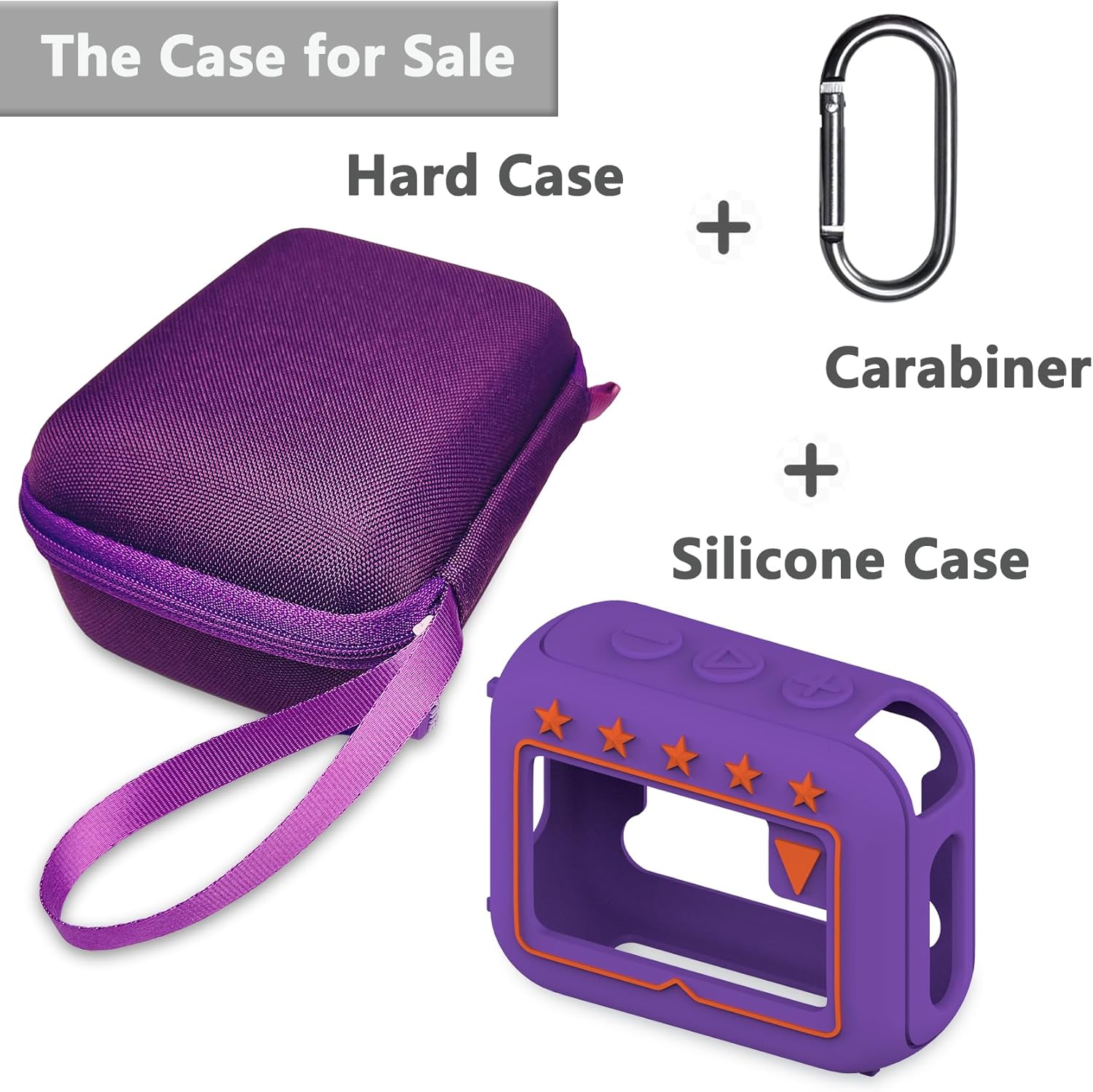 JCHPINE Silicone Cover and Hard Travel Case for JBL Go 4 Ultra Portable Bluetooth Speaker, Accessories for JBL Go 4 Pro Sound Bluetooth Speaker Stand Up Holder (Purple Case) - Image 2