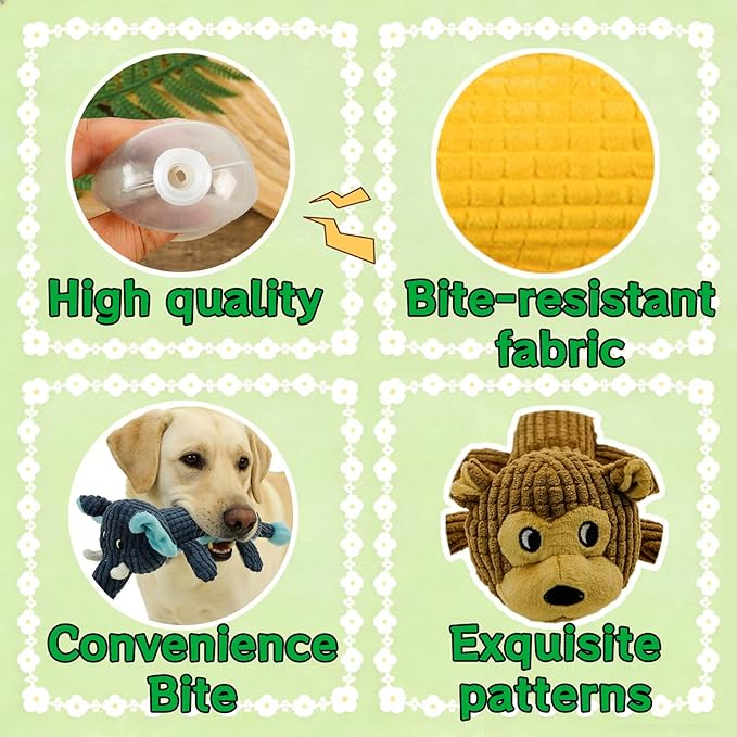 Pack de 4 Juguetes Squeaky para Perro Sin Relleno con 2 Squeakers miniatura 3