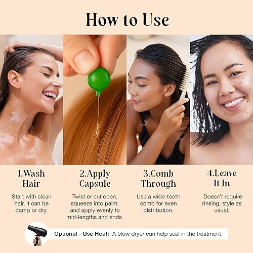 Miniatura 3 de LivaClean Cápsulas de suero capilar de 60 CT para cabello encrespado, dañado, vitaminas para el cabello, queratina y aceite de argán con biotina,