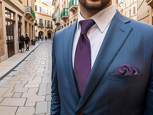 Vista 21 de S&W SHLAX&WING Conjunto de corbata de color sólido y pañuelo de bolsillo para hombre C33