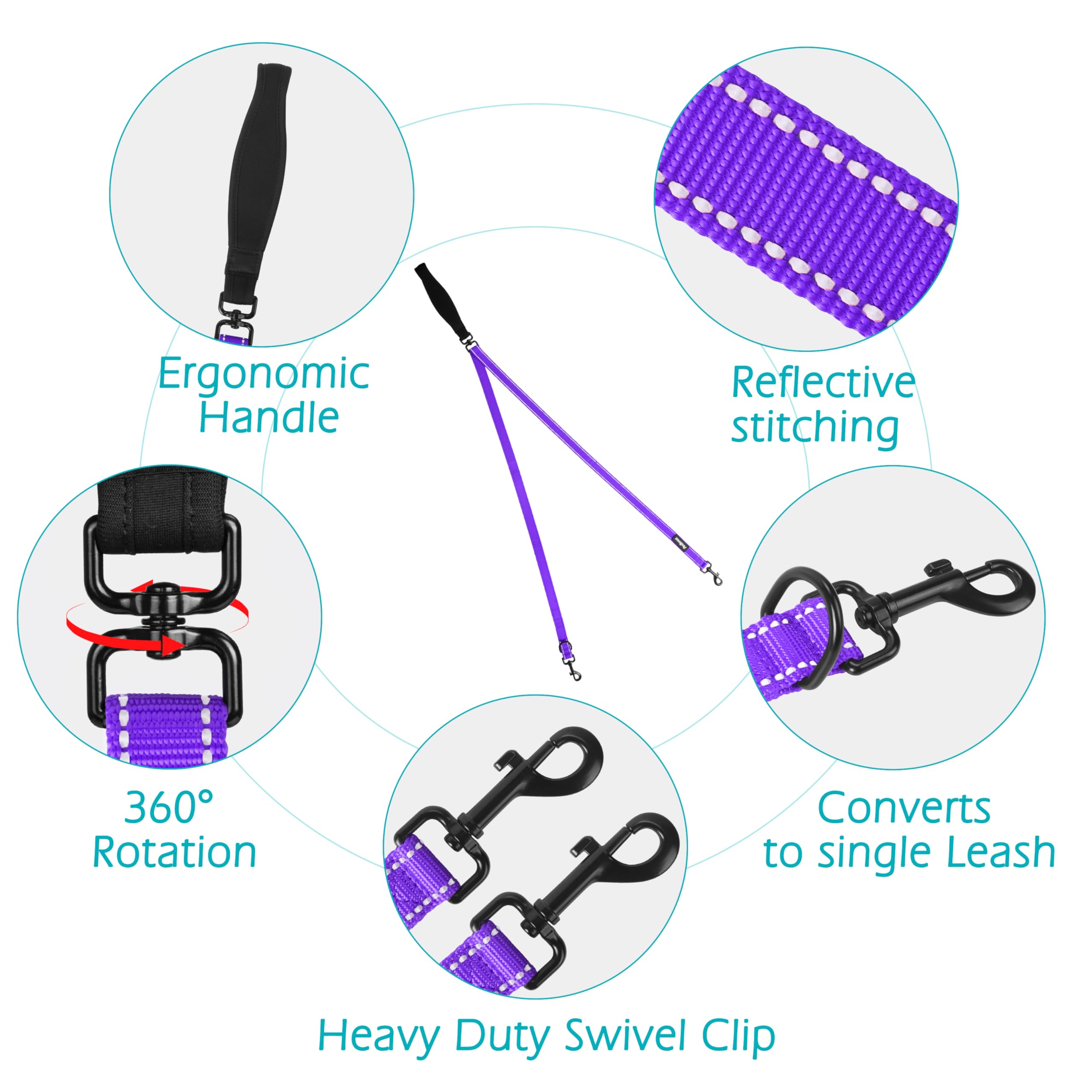 PetBonus Two Point Control Dog Lead, Works with No Pull Harnesses, No Tangle Training Leads - Image 3