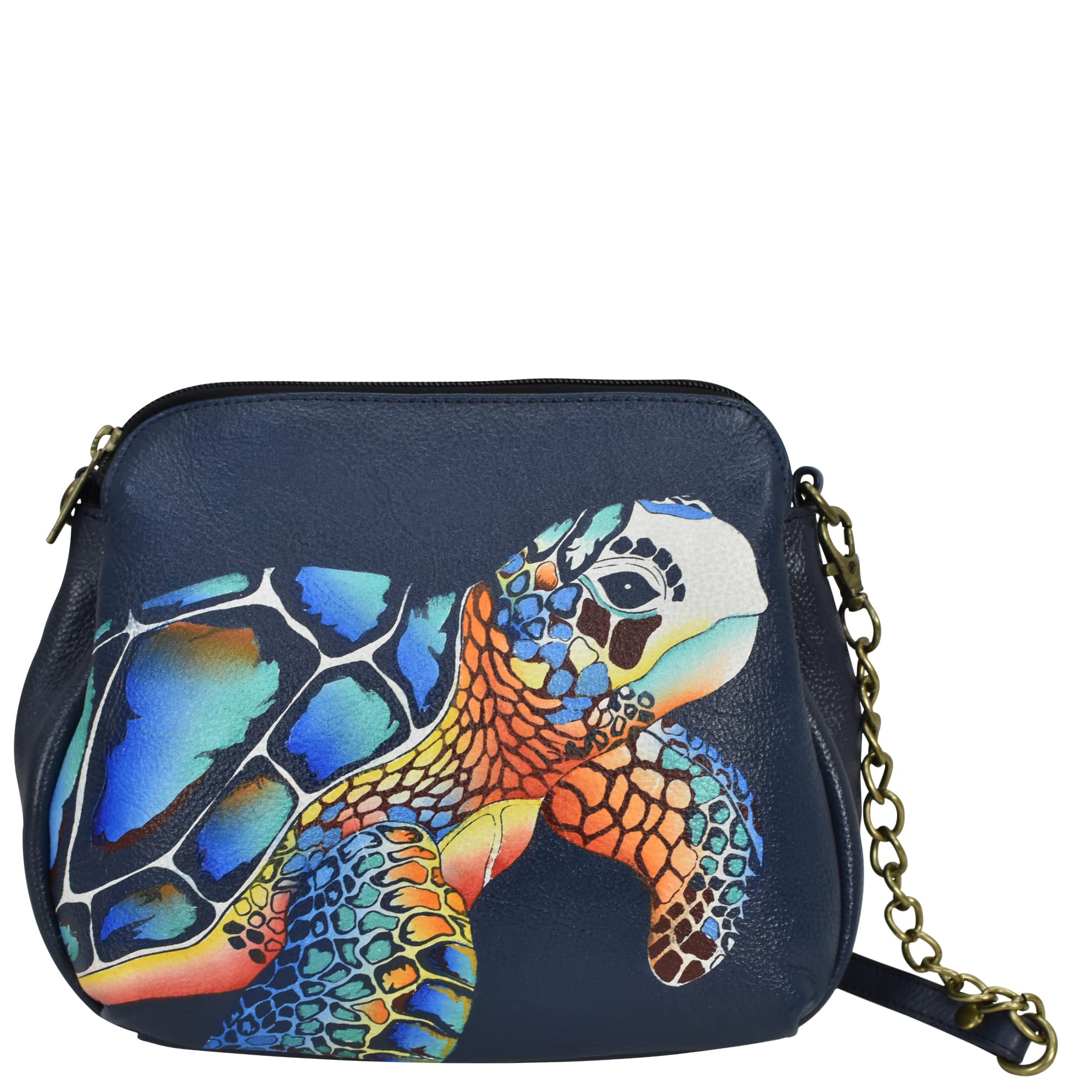 Women's Hand-Painted Leather Medium Multi-Compartment Bag