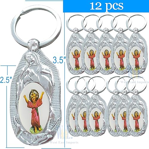 Miniatura 2 de 12 llaveros para bautizo y bautizo, para bebé, Jesús, Nuestra Señora de Guadalupe, para niños y niñas invitados