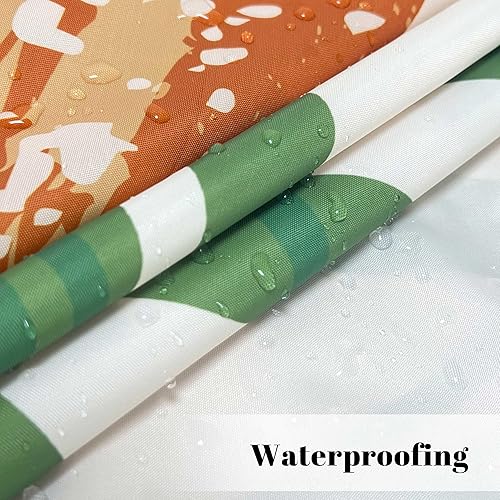 Miniatura 3 de Juego de cortinas de ducha de tela de 72 x 78 pulgadas, estilo bohemio, estilo arcilla, abstracto, marrón, beige, arco, sol, hojas modernas, cortina