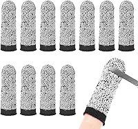 MMETERXITY 12-Pack Cut-Resistant HPPE Finger Cots - Reusable Thumb Guards for Kitchen, Garden, Sculpture, DIY [2.8", Grey Black]