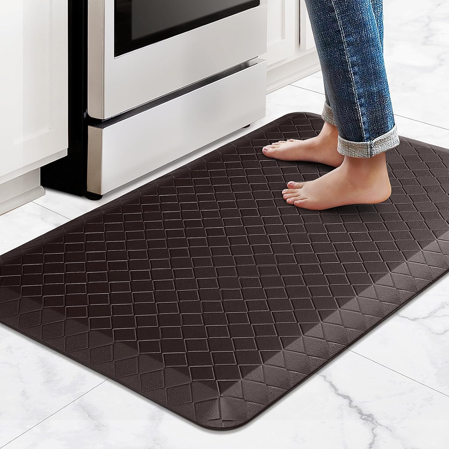HappyTrends Kitchen Floor Mat – 4/5 Inch Thick Anti-Fatigue Kitchen Rug,Waterproof Non-Slip Kitchen Mats and Rugs Heavy Duty Ergonomic Comfort Rug for Kitchen,Office,Sink,Laundry,(22″x36″, Chocolate) HappyTrends Kitchen Floor Mat – 4/5 Inch Thick Anti-Fatigue Kitchen Rug,Waterproof Non-Slip Kitchen Mats and Rugs Heavy Duty Ergonomic Comfort Rug for Kitchen,Office,Sink,Laundry,(22″x36″, Chocolate)
