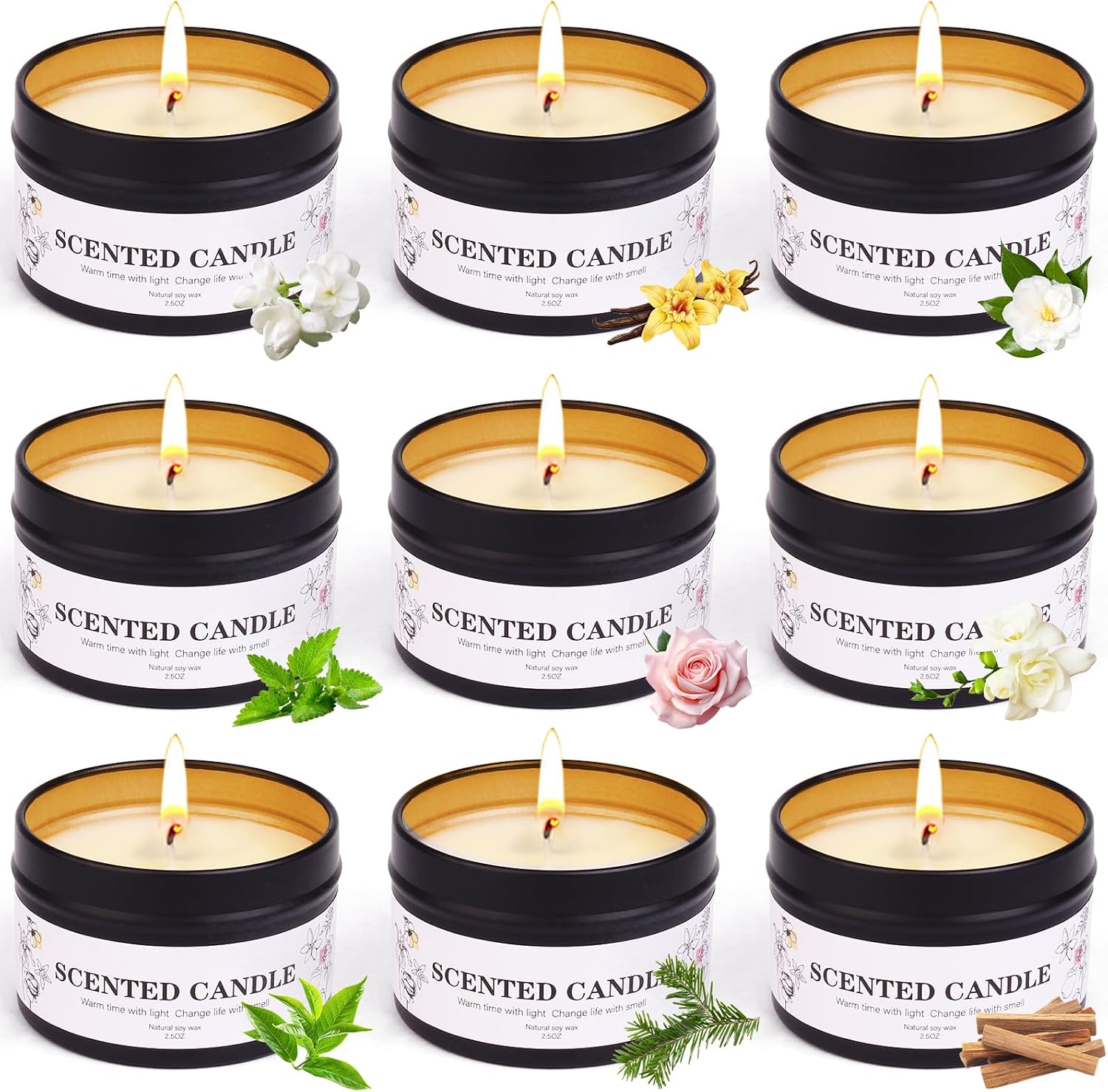 9 Pack Scented Candles Gift for Women and Men, Aromatherapy Candle Set for Home Scented, Small Candle Gift Set Basket for Boyfriend dad him Friend boss Mother Birthday Christmas Thanksgiving
