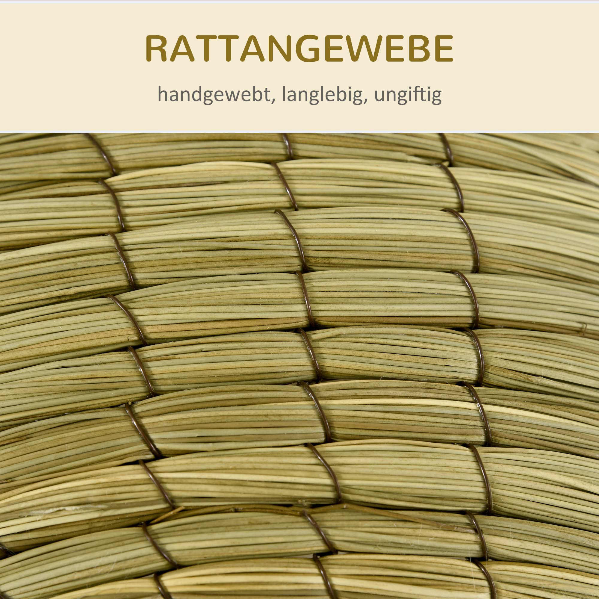 PawHut Rattanowa kryjówka z odpinaną podstawą żółta 41x41x71,5 cm