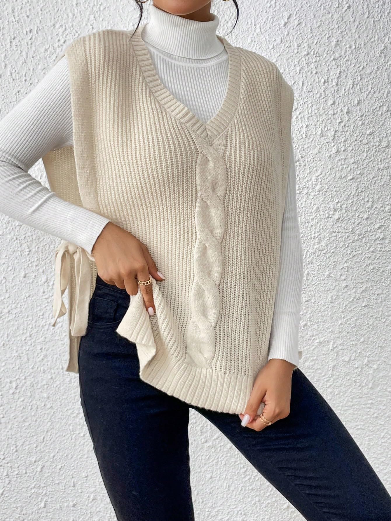 ローブブラン　ニットベストSide cable knit Vest Side cable knit Vest – L'AUBE BLANC