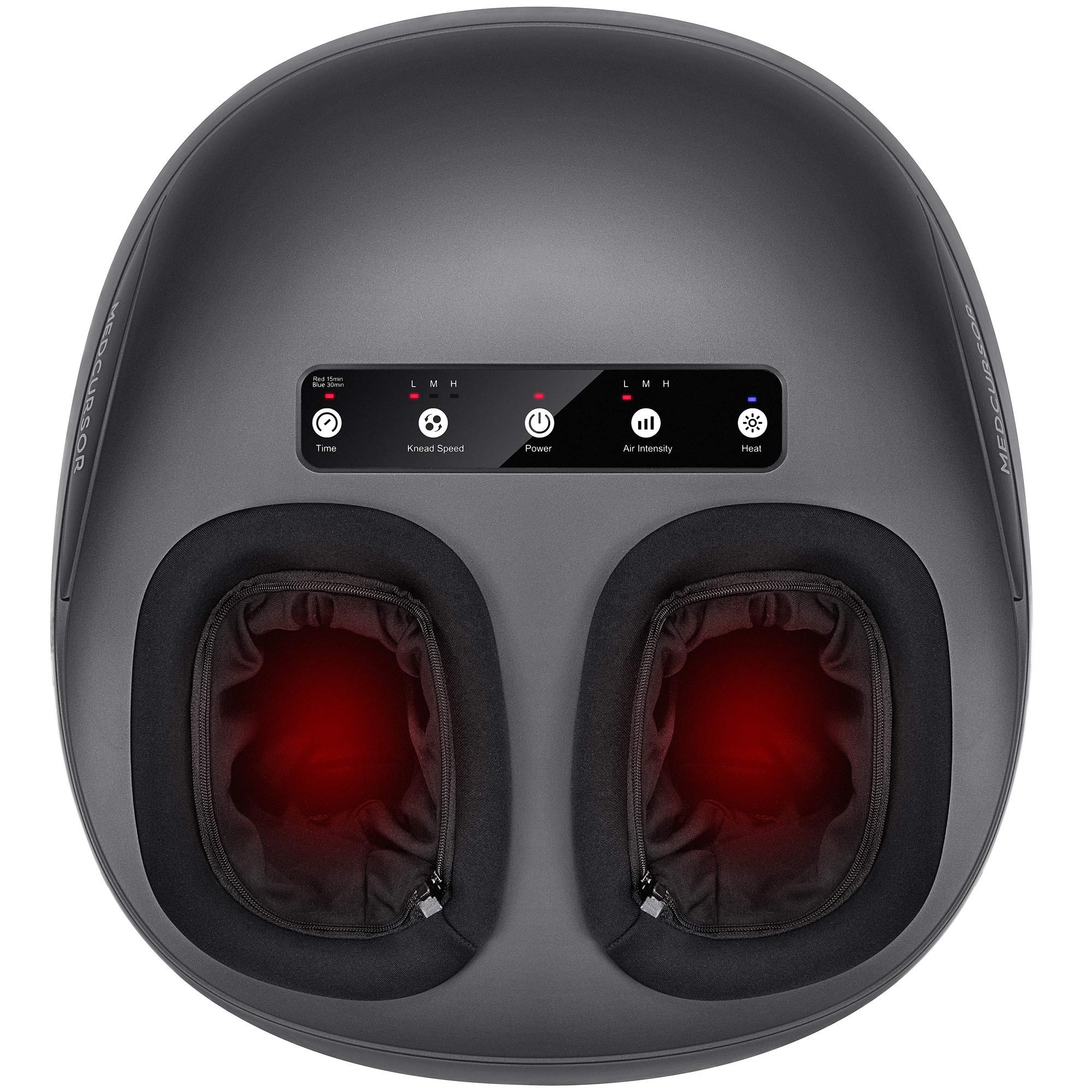 Medcursor Foot Massager Machine with Heat, Shiatsu Deep Kneading Massage, Multi-Level Settings, Air Compression, Electric Muscle Roller Feet Massager, Fits Feet Up to Size 11 (Renewed)