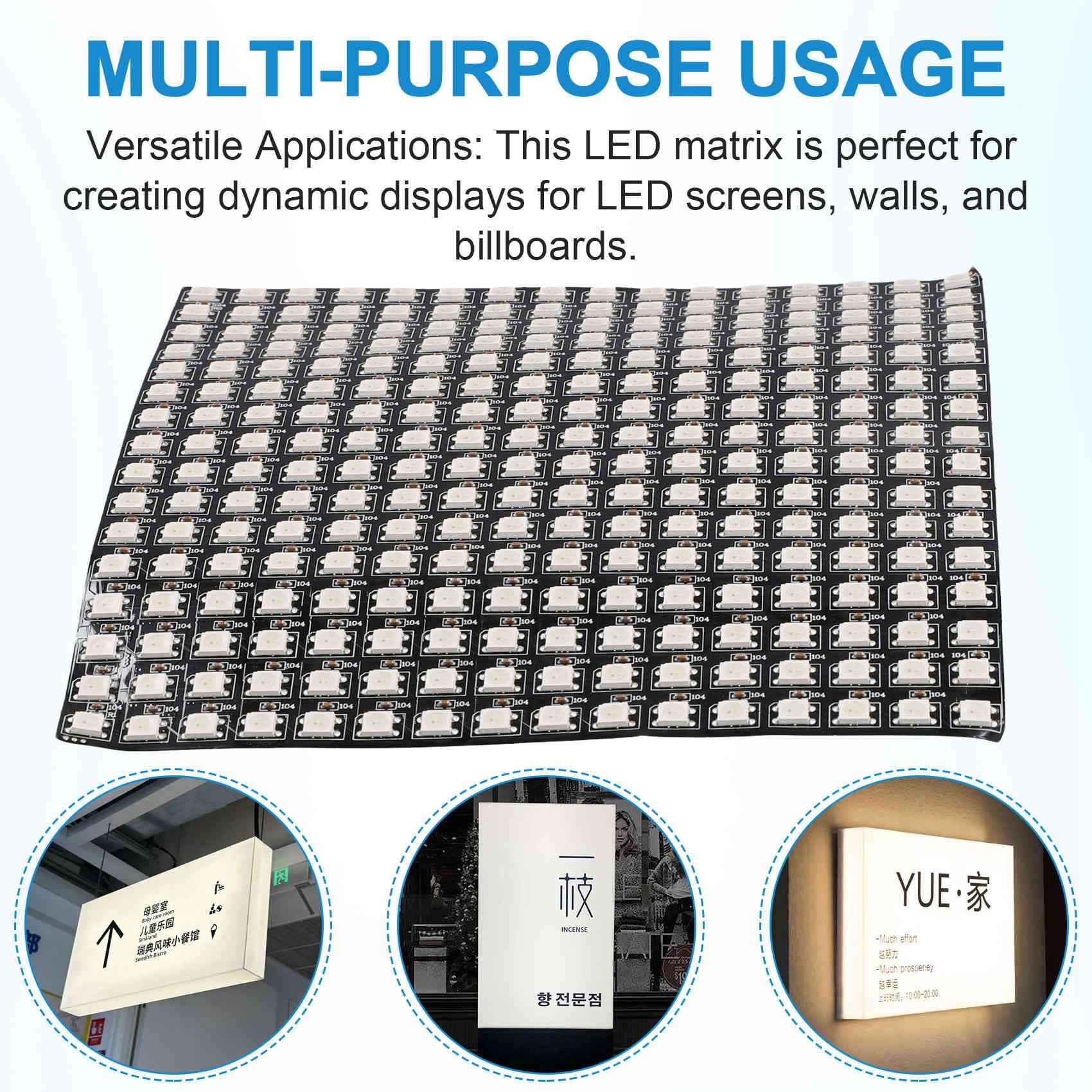 10X Pannello Matrice LED RGB WS2812 Indirizzabile Individualmente Flessibile per Display Video, DC5V (16x16)