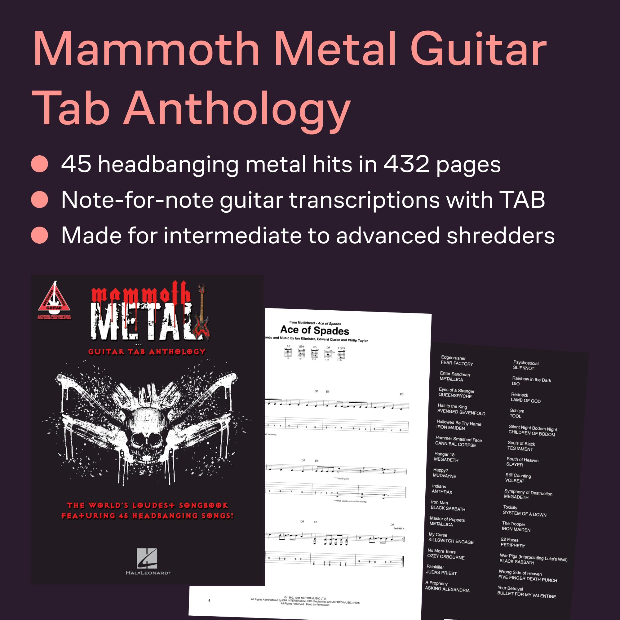 Mammoth Metal Guitar Tab Anthology: The World's Loudest Songbook Featuring 45 Headbanging Songs!