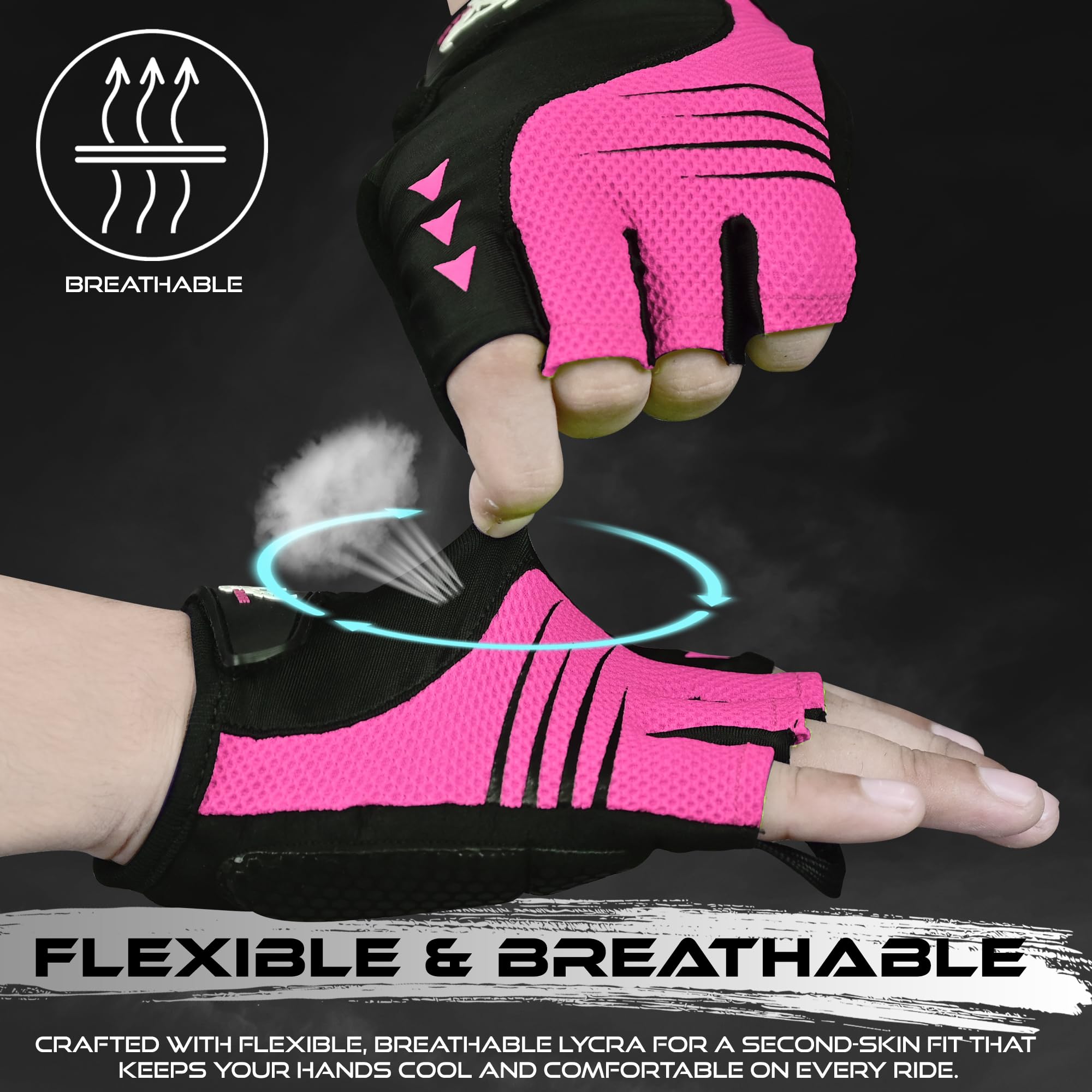 BEAST RAGE Gants de Cyclisme à demi-Doigts pour Hommes et Femmes, Gants vélo rembourrés Respirants Antidérapants, Gants de vélo de Route VTT Absorbant