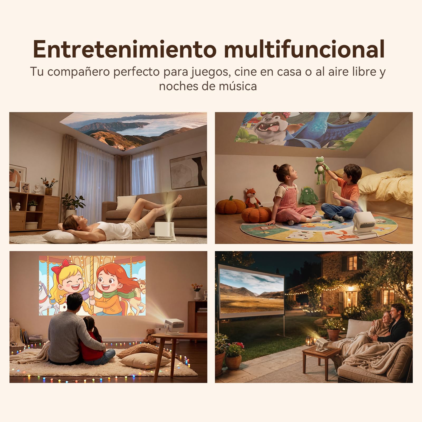 Wanbo Vali 1 Pro Proyector con Google TV, Dolby Audio 12W, HDMI 2.1 Compatible 4K, 900 ANSI, HDR10, MEMC, FHD 1080P Nativo, WiFi Bluetooth, Enfoque Automático, Rotación 200°, Cine en Casa