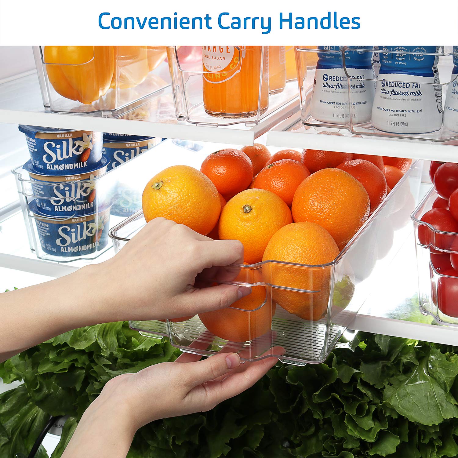 StorageBud Fridge Organizer 16 PC Refrigerator Organizer Bins Clear