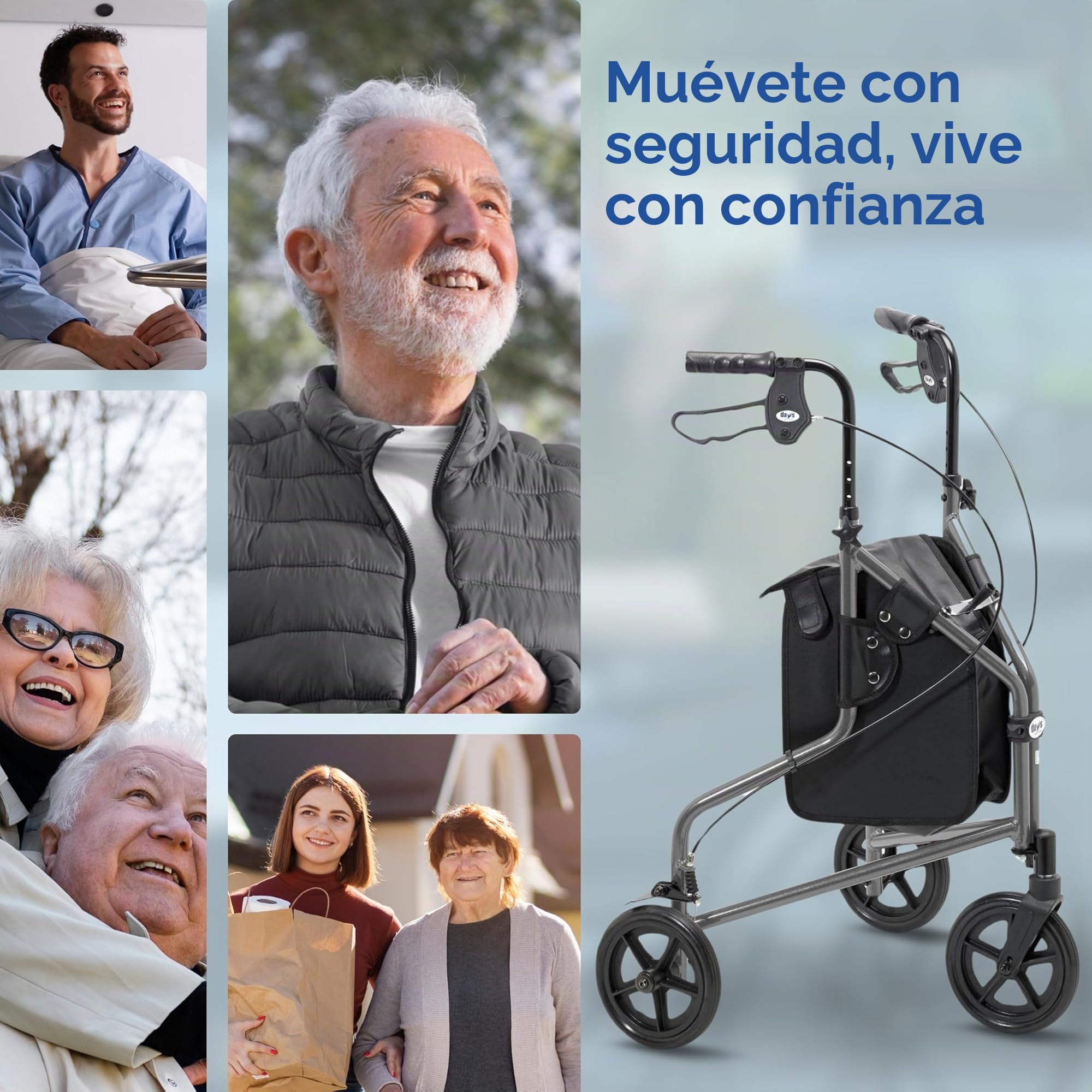Patterson Medical - Andador ligero de tres ruedas, color azul