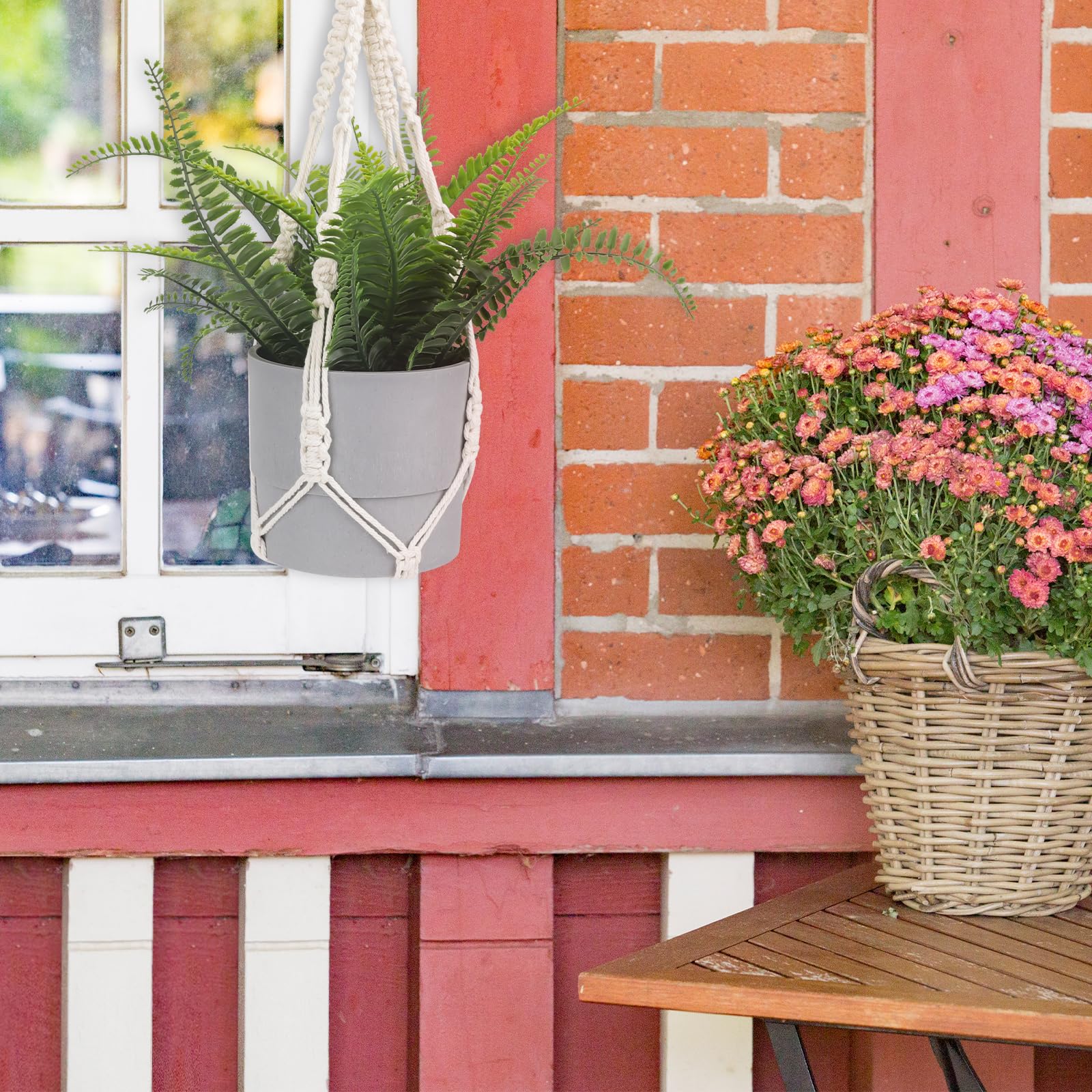 Makramee Blumentopf Aufhänger Set - 2 Stück Mit 4 Haken Für Zimmerpflanzen