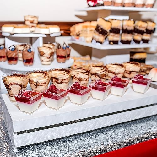 Miniatura 3 de Colovis Tazas Mini para Postres, 100 CT Tazas de Plástico Transparente de 2oz para Parfait y Aperitivos con Cucharas, Cuencos Mini Cuadrados para