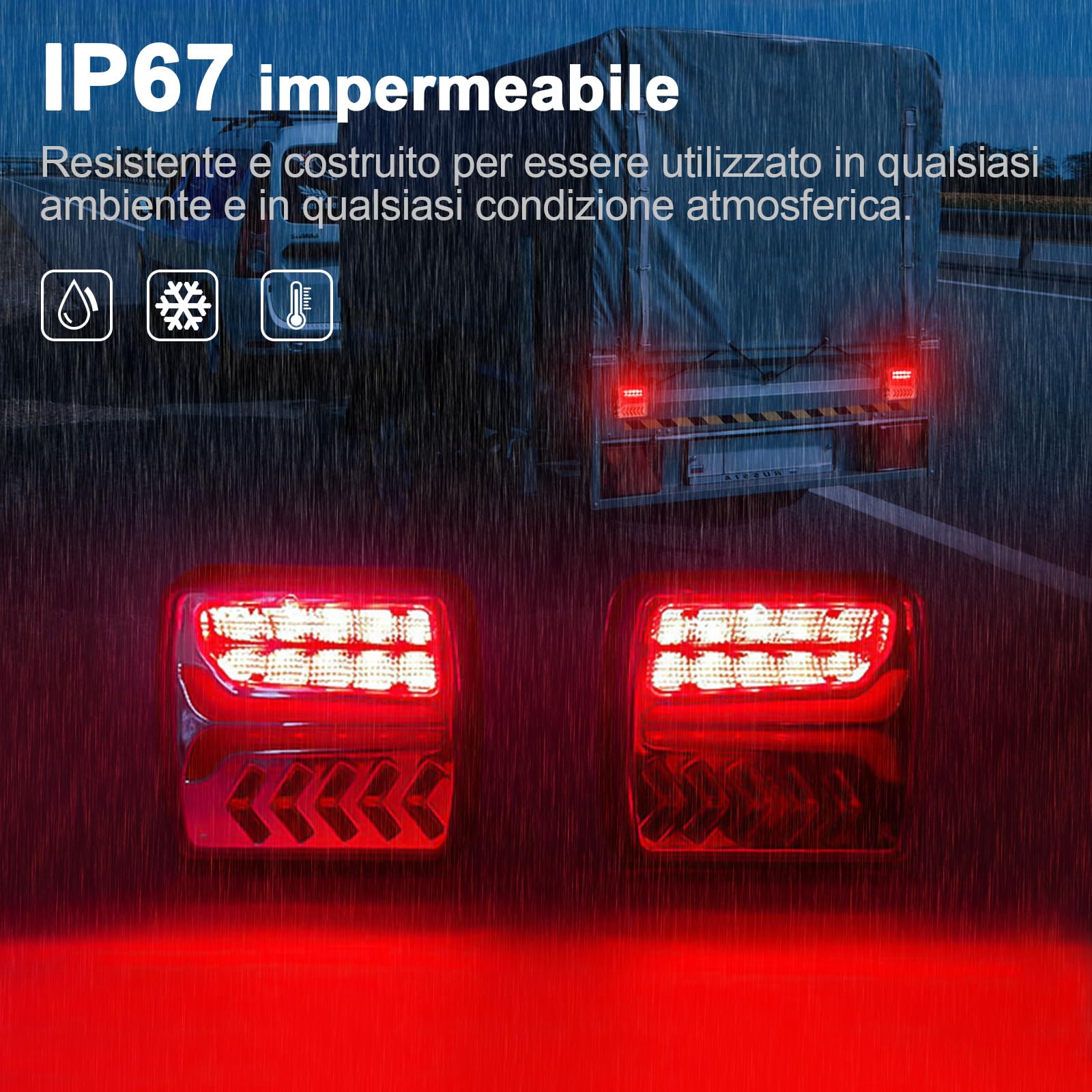 Dinfu Luci Posteriori Wireless WiFi Magnetiche per Rimorchio a batteria - Kit di Illuminazione LED a 7 Pin + caricatore USB + cordino antifurto per Auto, Camion, Trattori, Rimorchi e Caravane