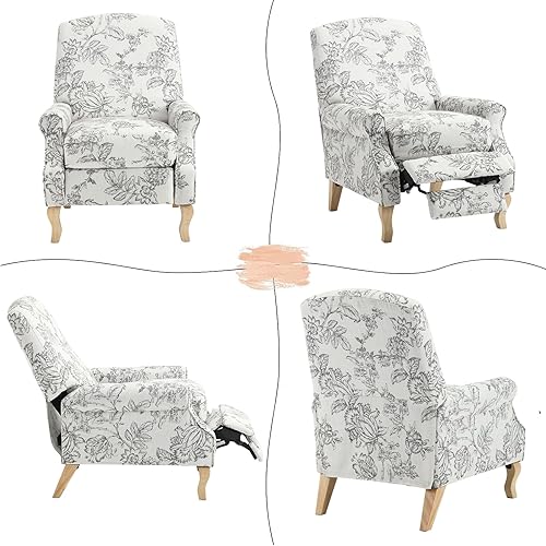 Miniatura 5 de Guyou Silla reclinable con respaldo de realce y estampado floral con reposapiés, sillas reclinables para adultos, sillón moderno, sillón para