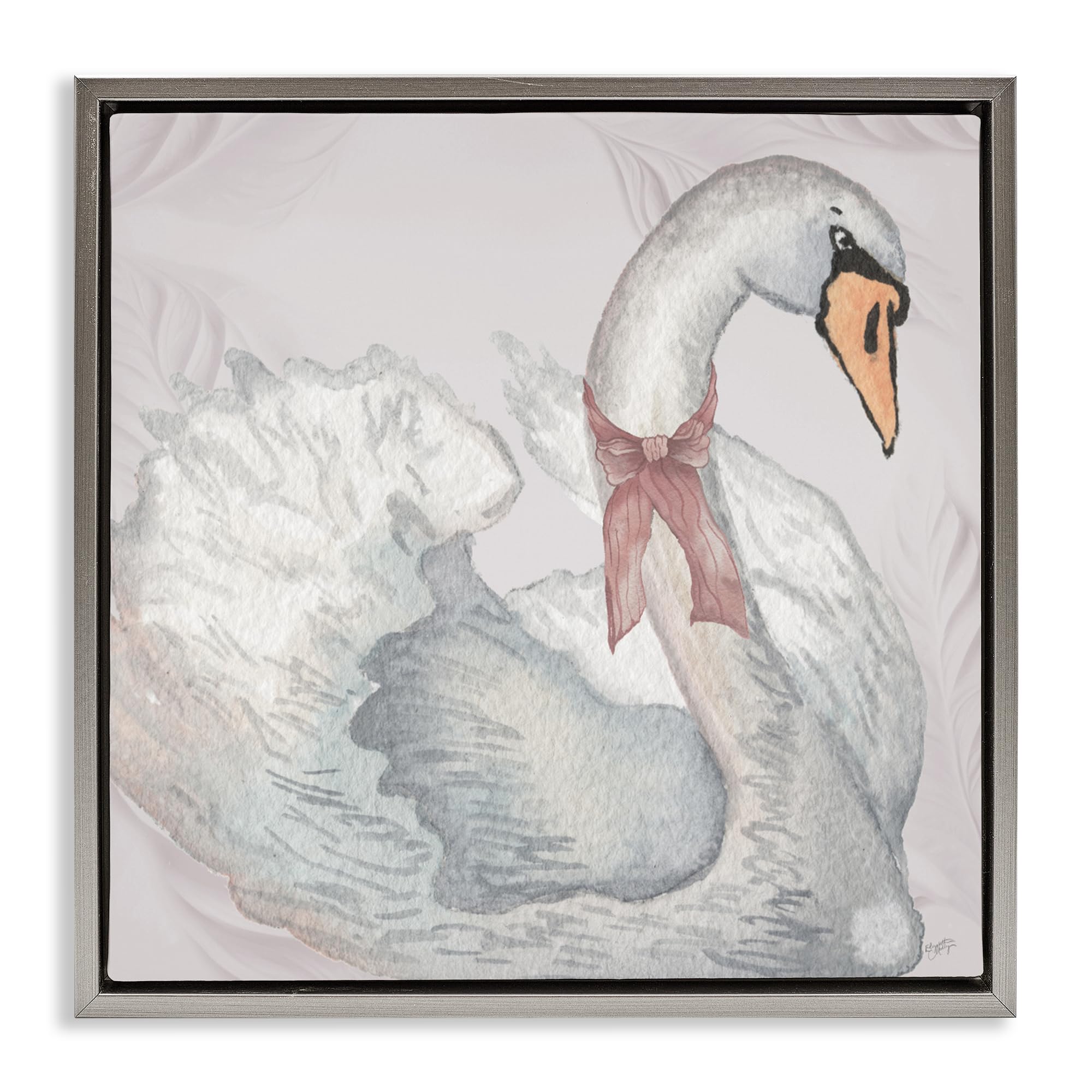Stupell Industries 'Subdued Classic Swan', Floating Frame Canvas Art, Gray, 25 x 25