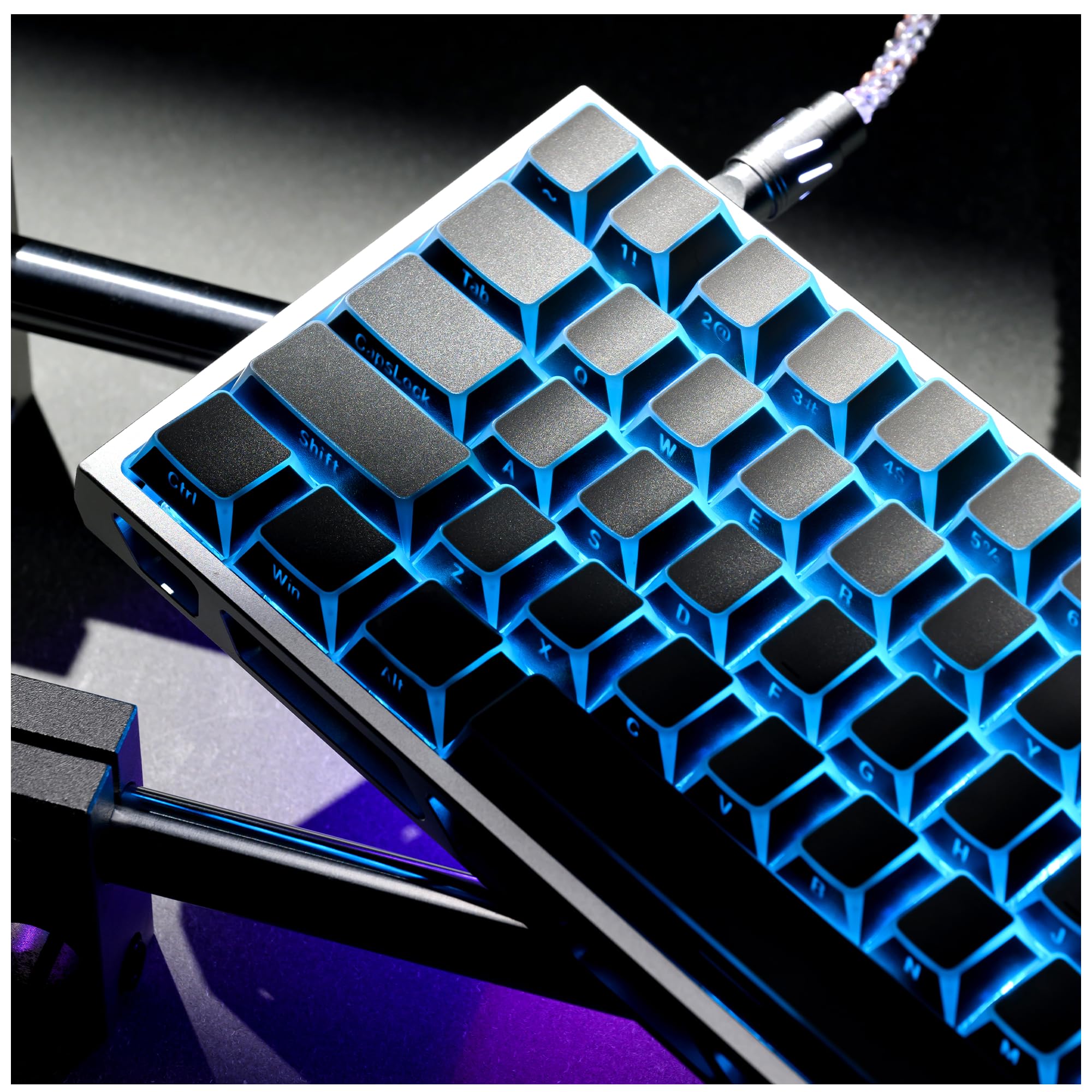 XVX Shine Through PBT Keycaps, Gradient Gray Keyboard Keycaps Cherry Profile, Custom Side Printed Keycap Sets Suitable for 60% 65% 75% 80% 100% Mechanical Keyboard