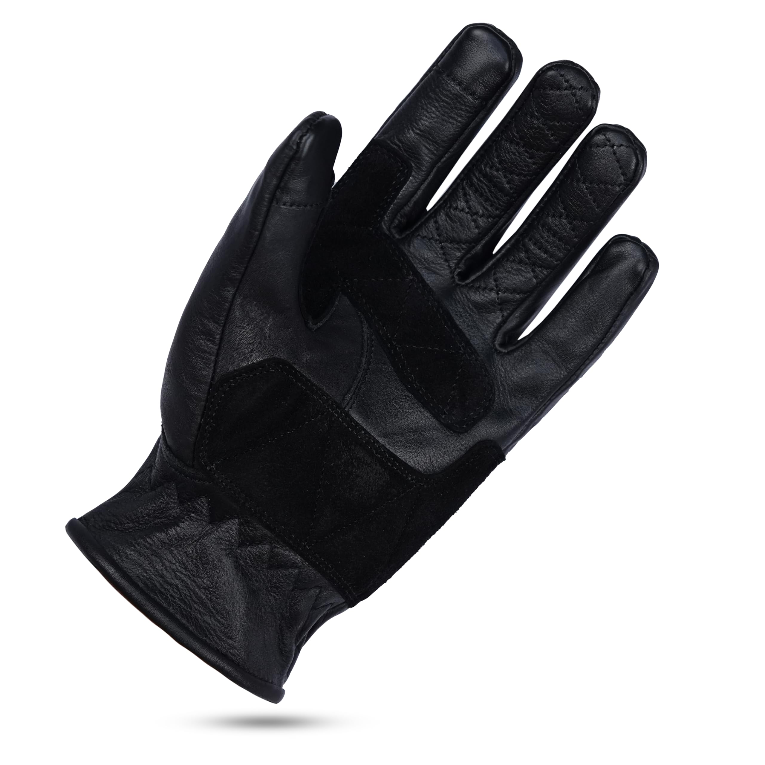 Leatherick Guanti da moto in pelle bovina da uomo - Guanti da moto resistenti, compatibili con touch screen con nocche in pelle scamosciata protettiva certificate CE
