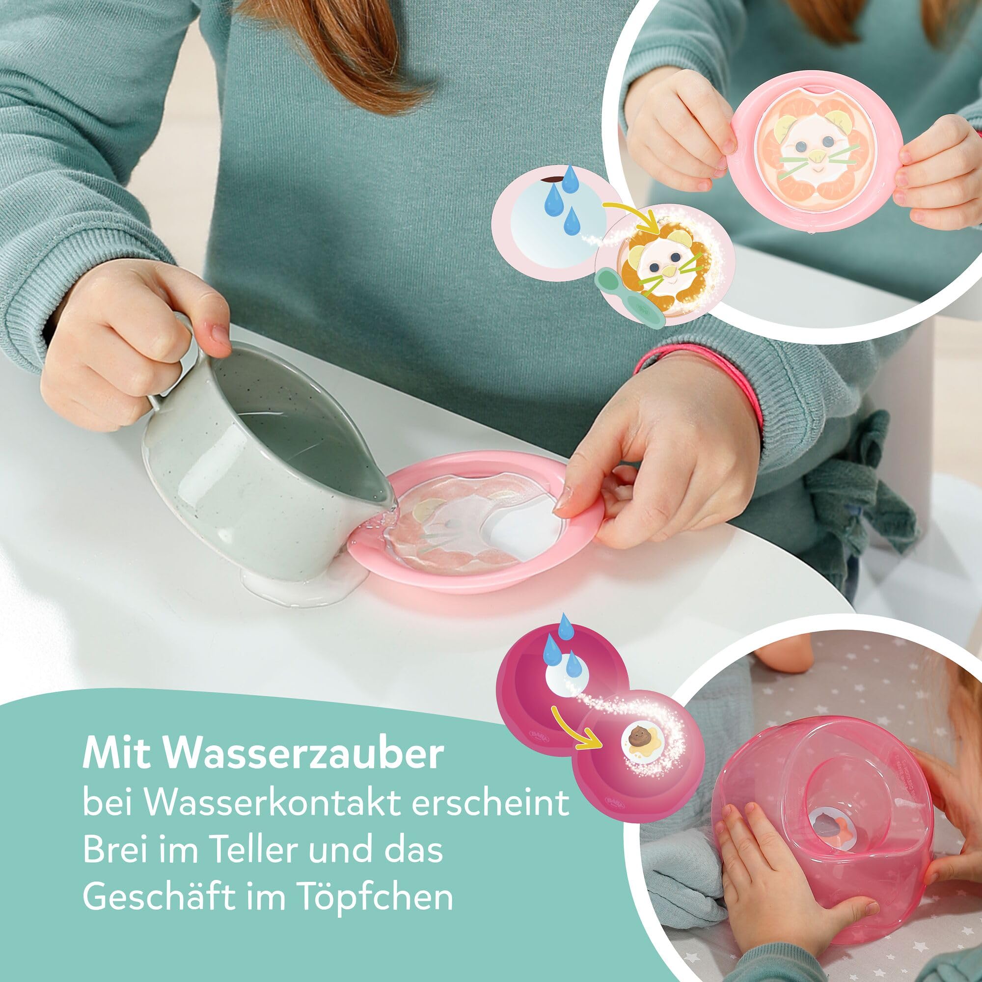 BABY Born Emma 43 cm Babypuppe mit Click & Play, 10 Funktionen | 8 Accessoires inklusive, funktioniert ohne Batterien, bewegliche Arme, ab 3 Jahren
