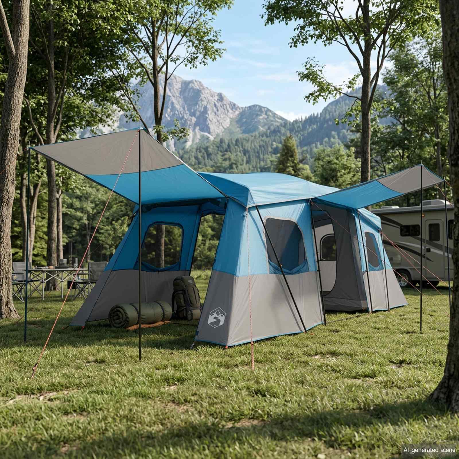 vidaXL Tienda de campaña instantánea con mosca impermeable para 3 personas, instalación rápida