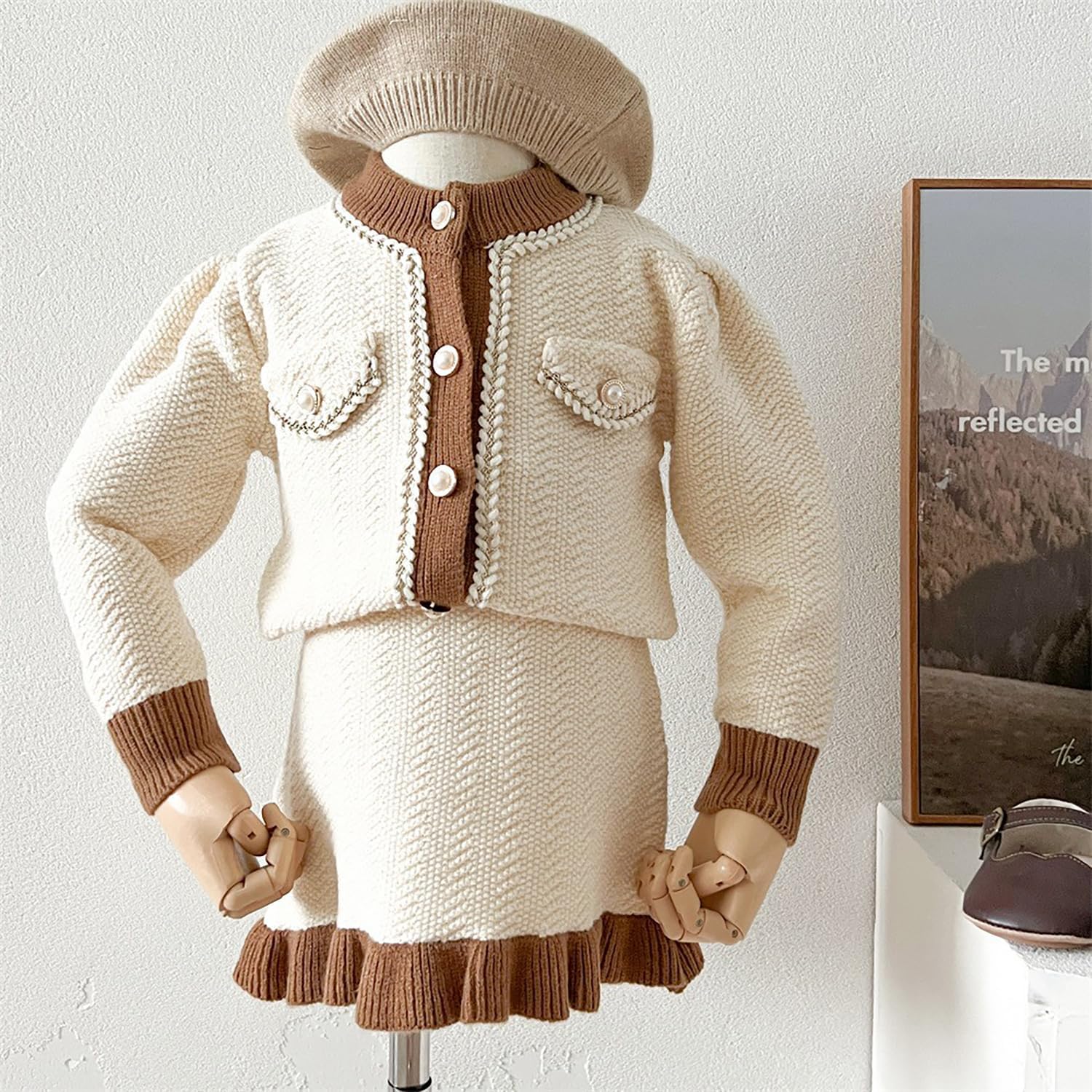 Toddler Girls Sweater Skirt Set Cardigan Sweater Winter Coat Set Size 2-7 Years - Image 3