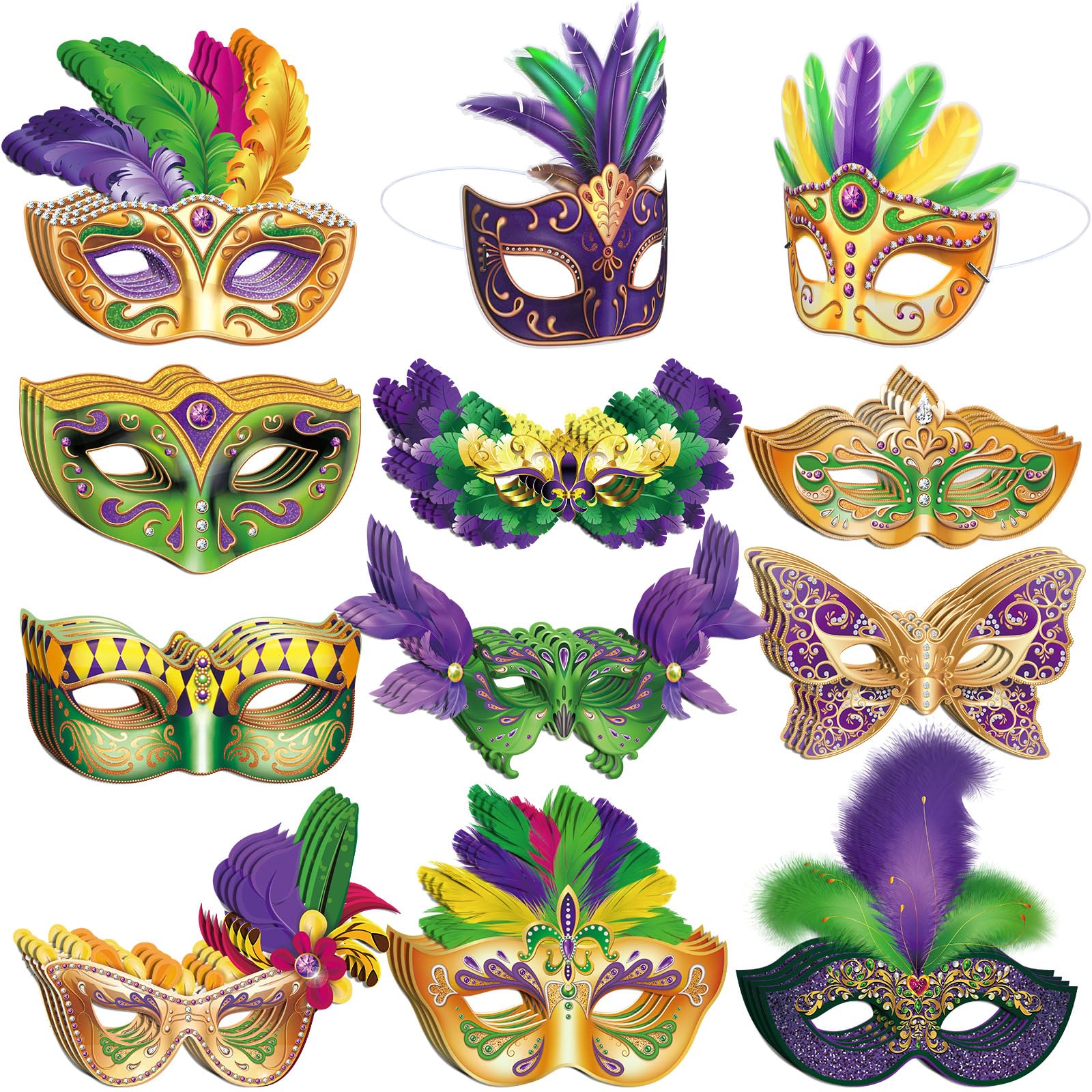 Amazon.com: Capoda 96 Pcs Mardi Gras Masks Bulk Masquerade