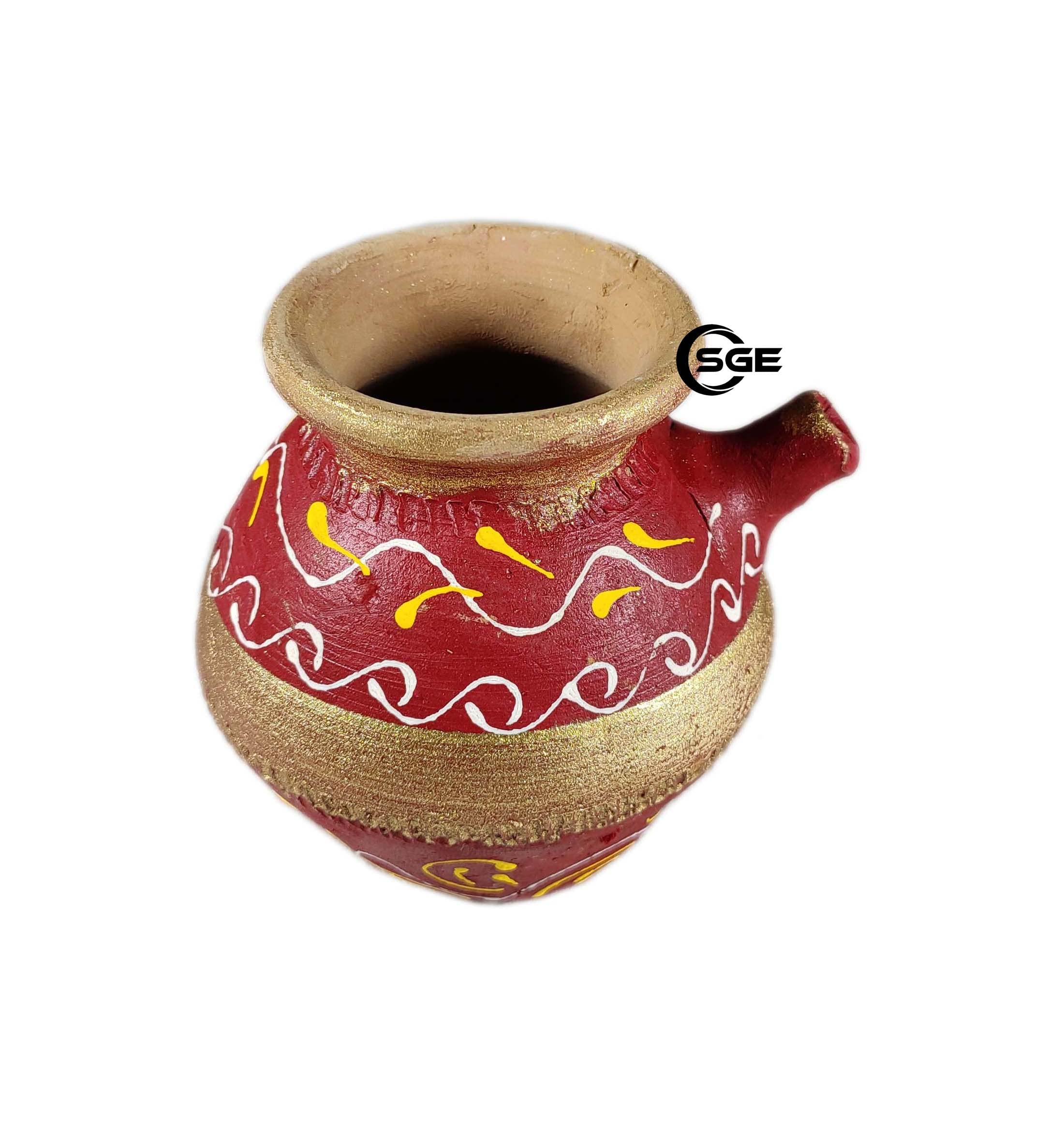 ASHIRWAD Mitti Kalash Terre Cuite 7,6 Cm Rouge - Pot Traditionnel Pour Puja, Mariage Et Karva Chauth