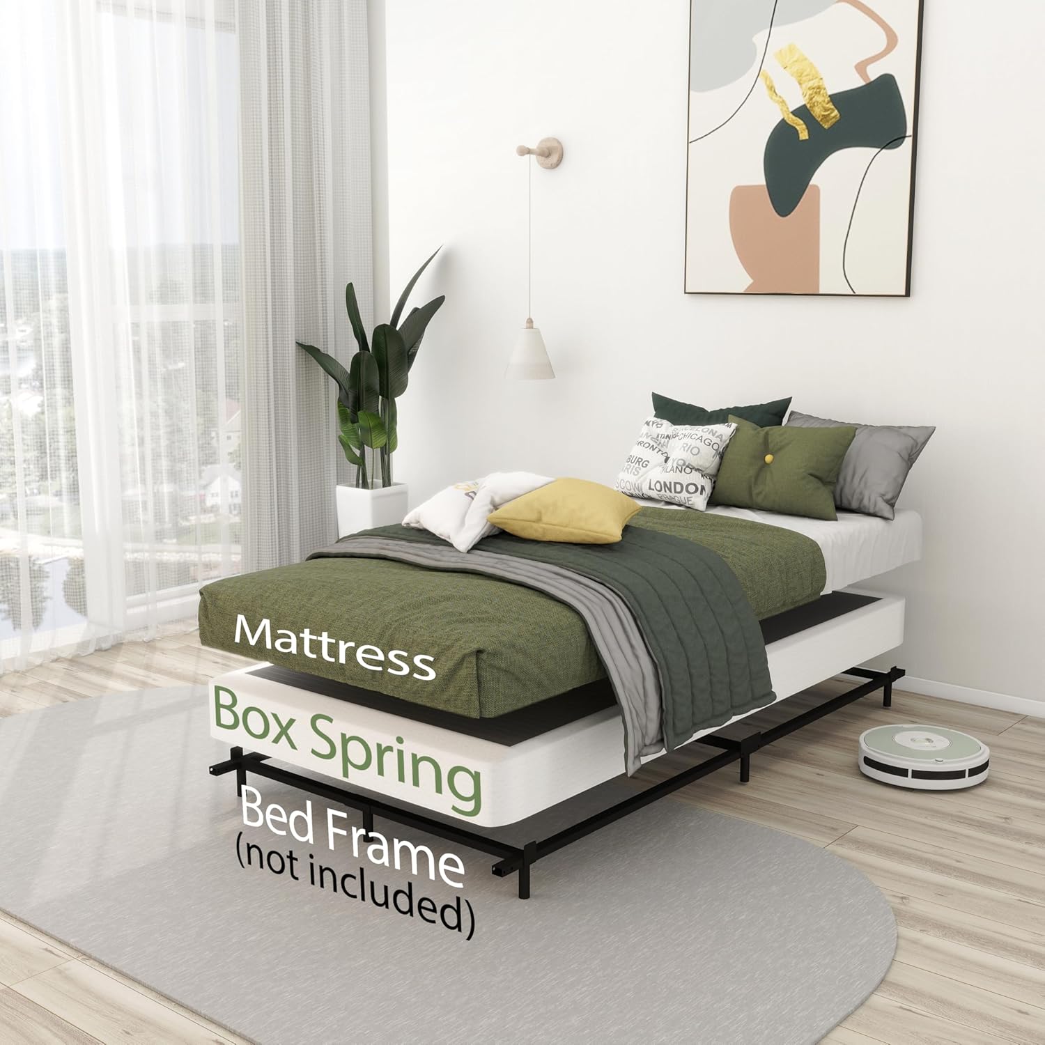 Twin Box Spring 5 Inch Low Profile Twin Size Box Spring Heavy Duty Metal Bed Support for Bed Frame,Stable Mattress Foundation with Cover,Anti Noise & Easy Clean (5 Inch-Twin)