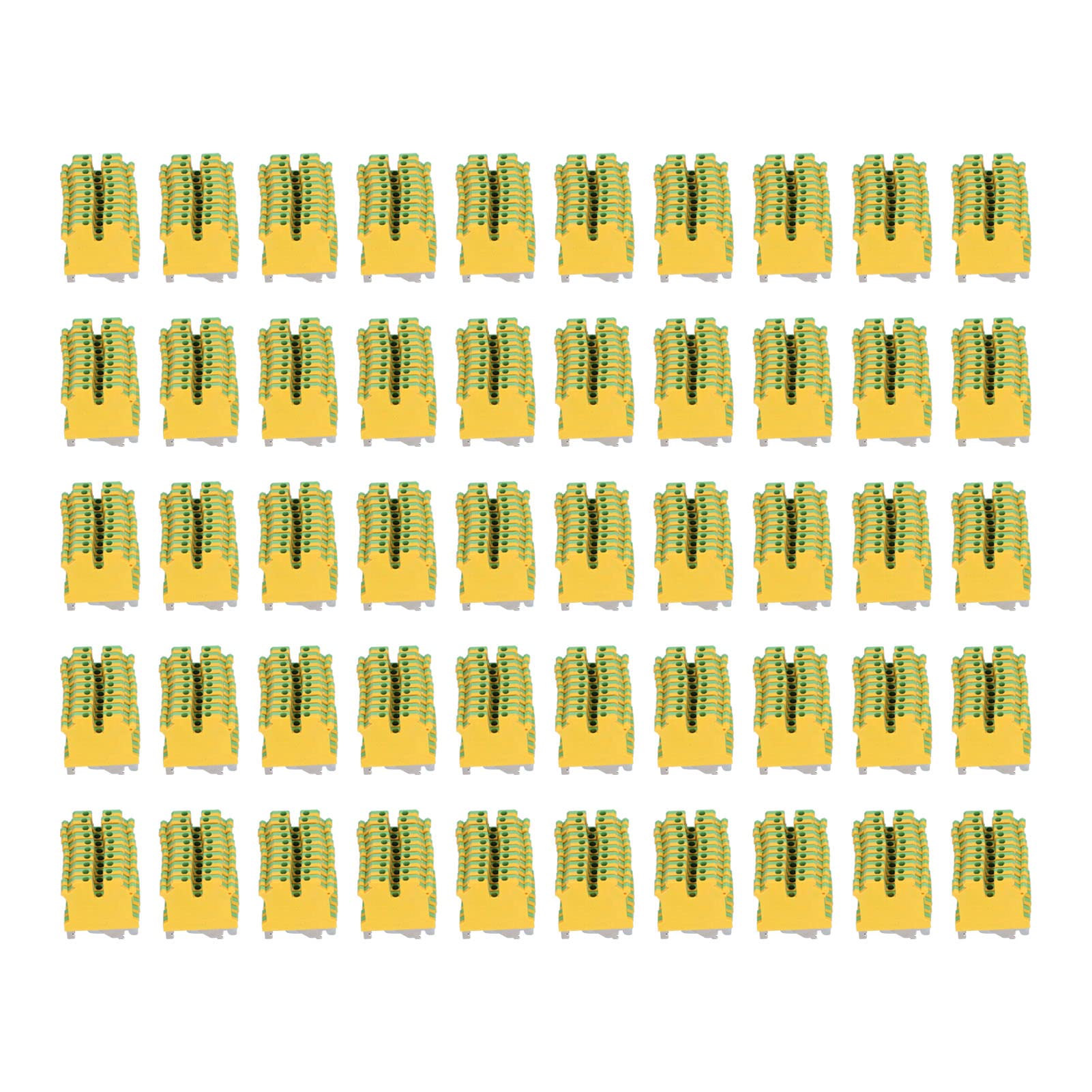 Bornier de Mise à la Terre en Cuivre Pur monté sur Rail DIN, Bornier de Terre Jaune Vert Type USLKG‑ 3, 50 Pièces, Accessoires Professionnels