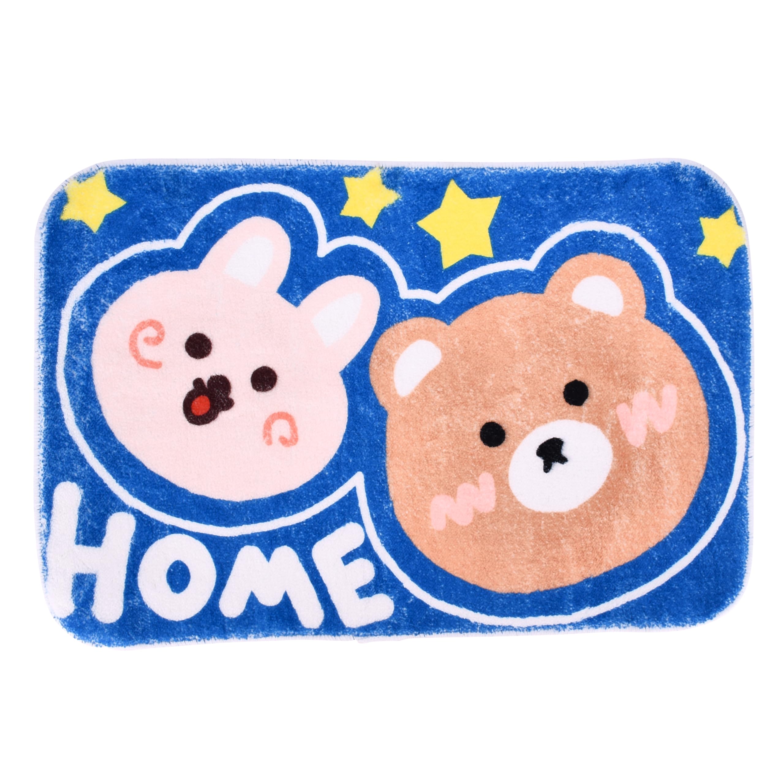 TranquilBeautyNon-Slip Bathroom Mats - 60cm x 40cm Small Bathroom Mat - Kids Bathroom Rugs - Keeps Floor Dry and Clean - Ideal for Shower, Bathroom and Tub Entrance - Rabbit and Bear Design (Blue)