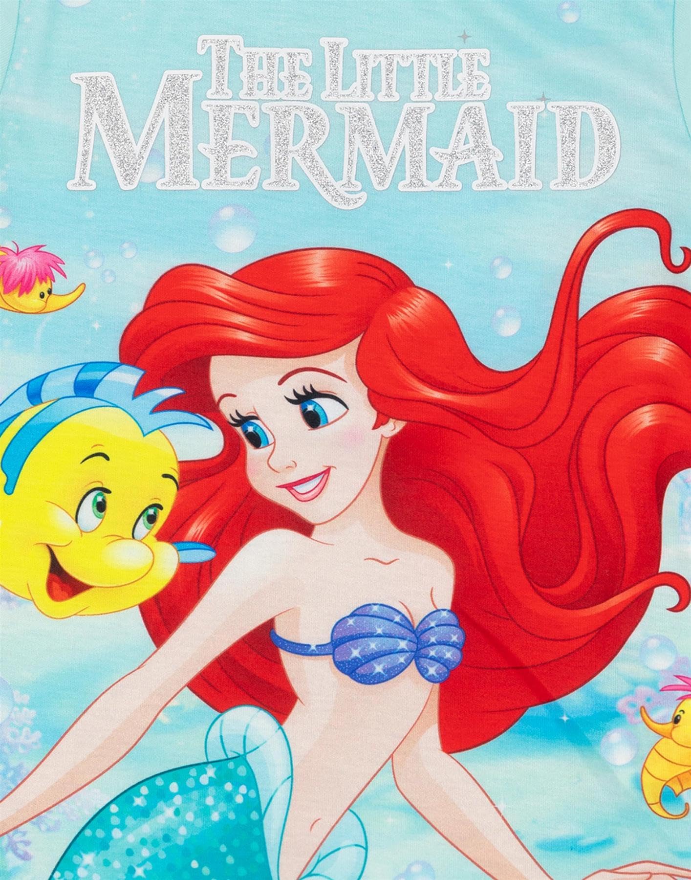 Disney Pigiama Sirenetta | Blu T-Shirt Manica Corta & Shorts Loungewear Pigiami per Bambini | Ariel & Flounder Abbigliamento da Notte da Sirena Subacquea | Movie Pigiama Pigiame Pigiameria