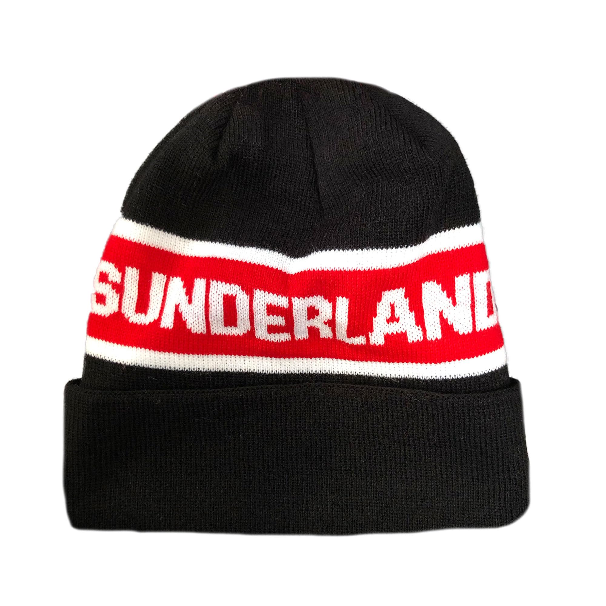 Beyond Happy Sunderland Red and Black Ski Bobble Hat - Stylish Winter Beanie for Black Cats Football Supporters (UK, Alpha, One Size, Bronx Hat)