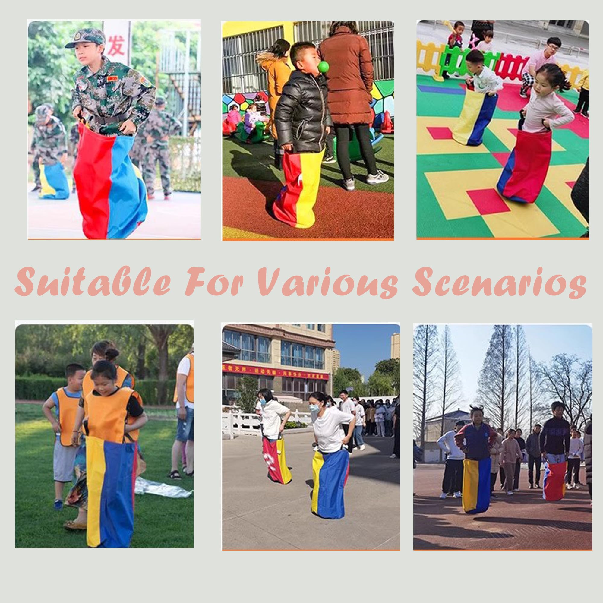 Potato Sack Race Bags, Set Hüpfsäcke für Kinder, Sackhüpfen Säcke & Dreibeinlauf, Outdoor Rasen Spiele, Gartenspiele für Kinder Erwachsene, Osternsuchspiel, Partyset für Kindergeburtstag.