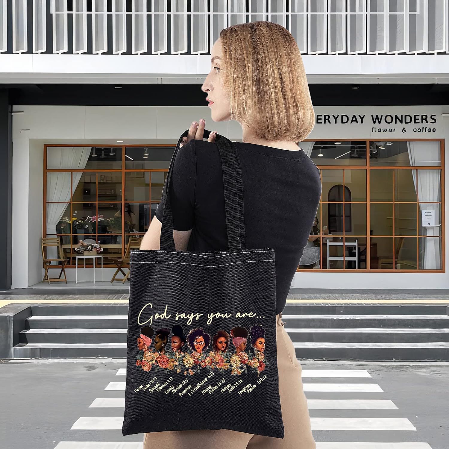 LEVLO Black American Cosmetic Make up Bag African Inspired Gift God Says You are Unique Special Lovely Chosen Forgiven Makeup Zipper Pouch Bag Black Live Matter Gift (God African BT) image 3