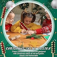 Vista 5 de Cindeer 2 Piezas Cascabeles de Trineo de Mano de Navidad Mango de Madera Cascabel Instrumentos Musicales Sonajero Maraca Instrumento de Percusión