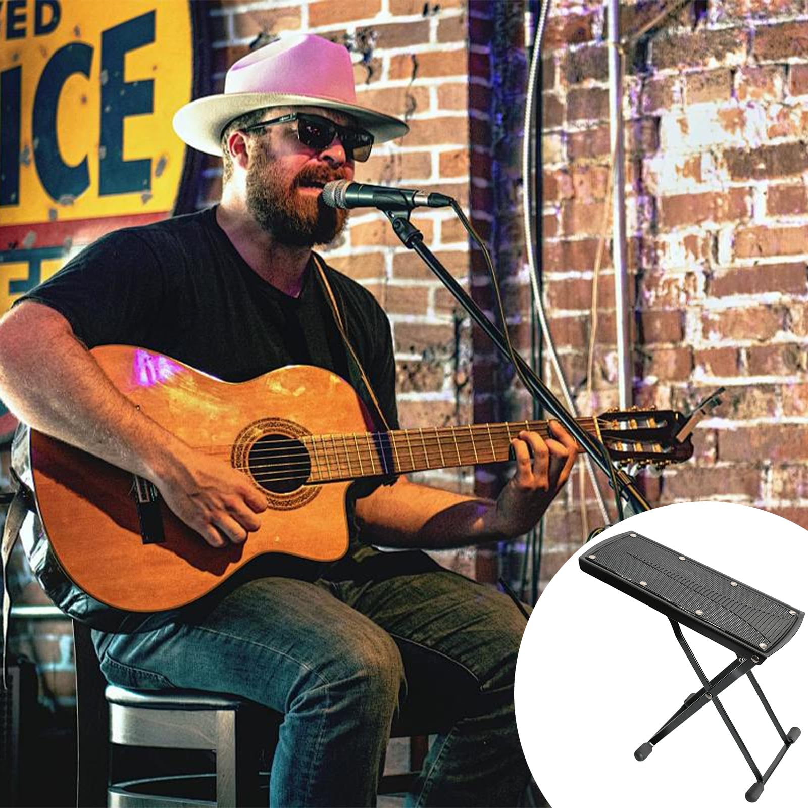 Gitarren-Fußhocker, Fußhocker für E-Gitarre, Gitarren Zubehör, Zusammenklappbares Und Stabiles Musikinstrumentenzubehör, Geeignet für E -Gitarre, Kindergitarre, Akustikgitarre
