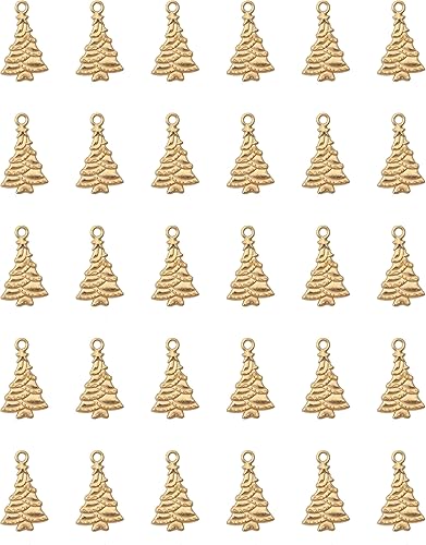 Ruwado 50 dijes para árbol de Navidad, de 1.0 x 0.6 in, estilo vintage, de metal, colgantes, cuentas para hacer joyas, decoración de Navidad,
