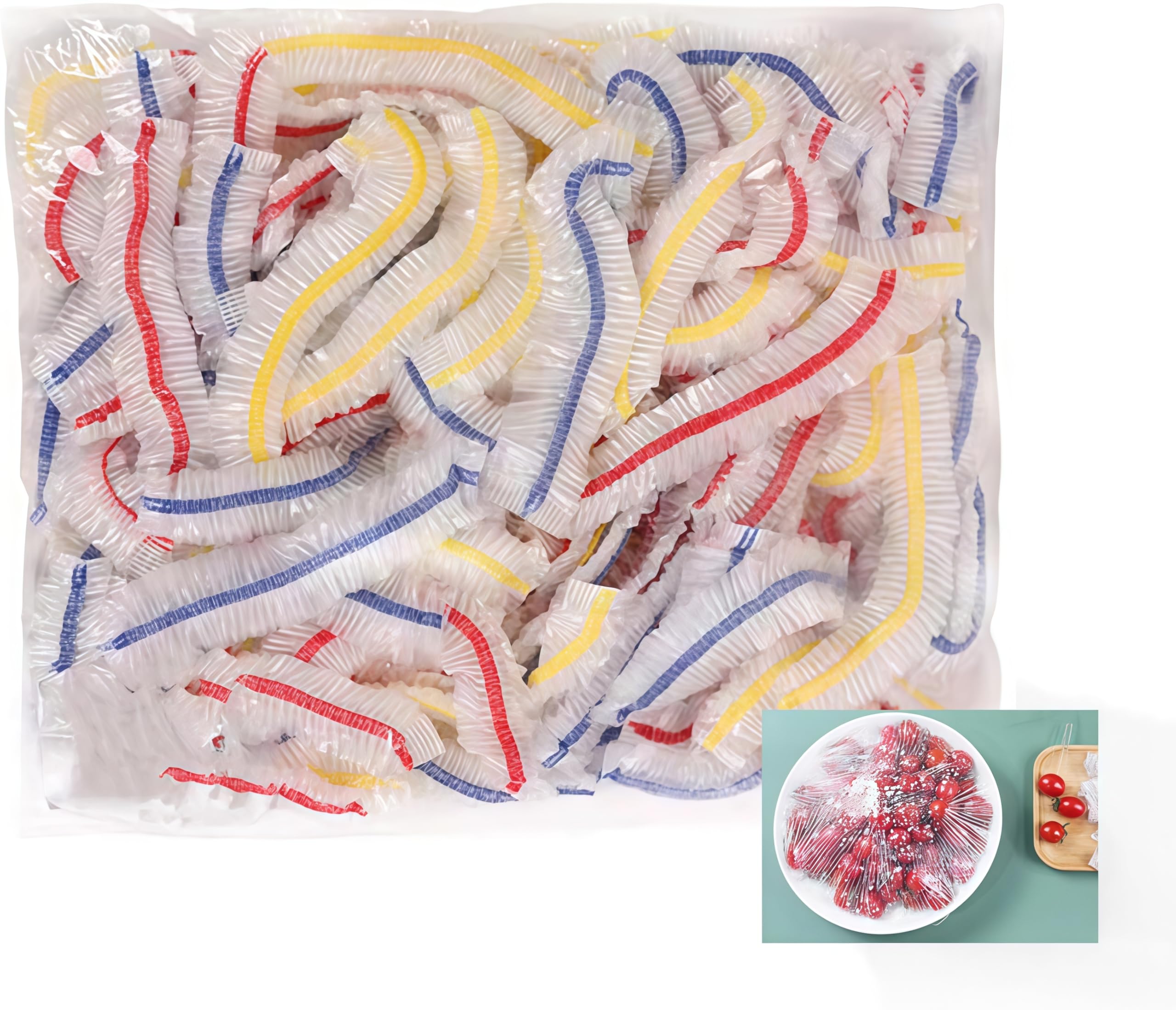 100 Pieces Elastic Food Protection Lids Plastic Lids Reusable and Colorful Food Covers for Vegetable Preservation or Storage