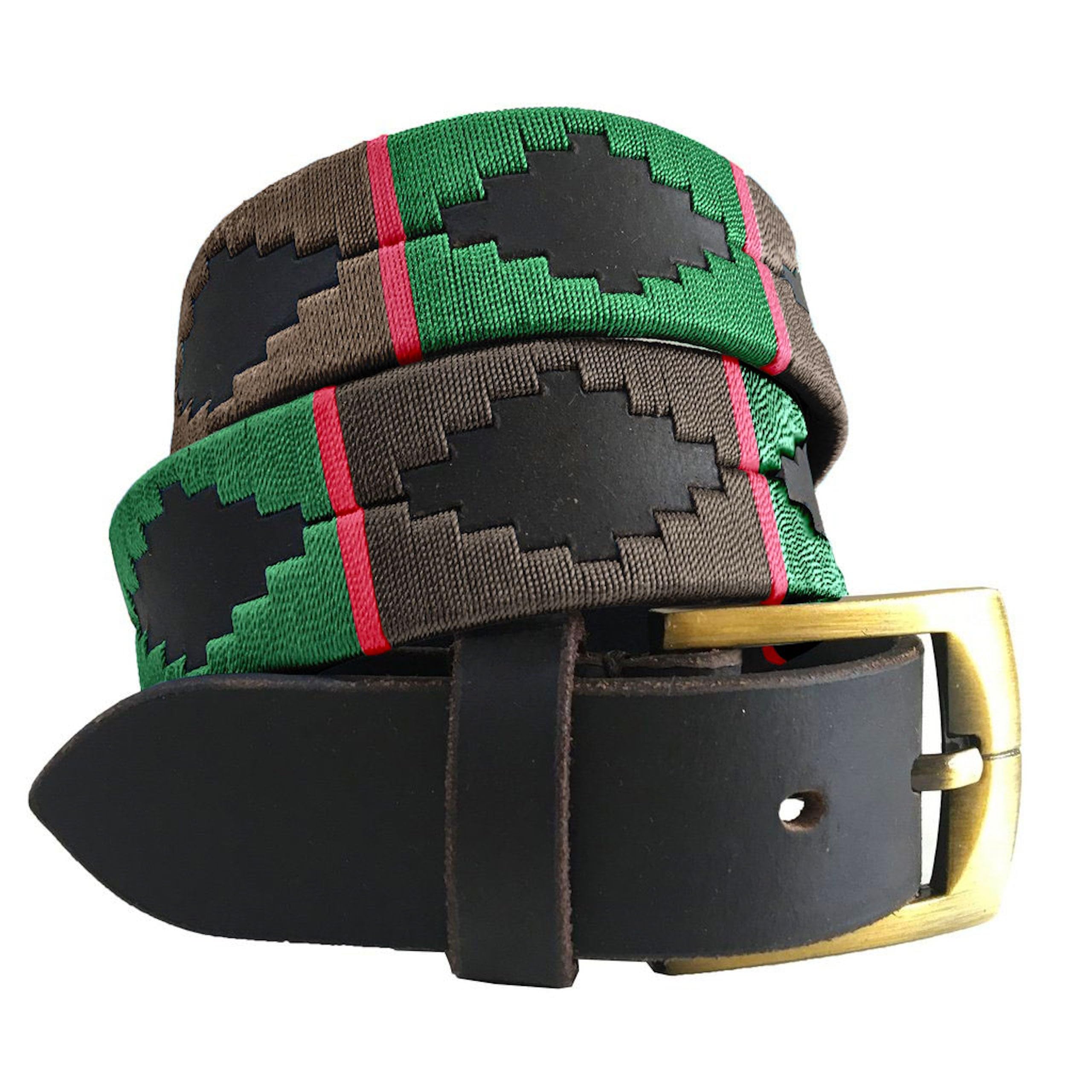 Carlos Diaz Mens Womens Premium Unisex Brown Leather Embroidered Designer Polo Belt (90 cm/ 34-36 Inches)